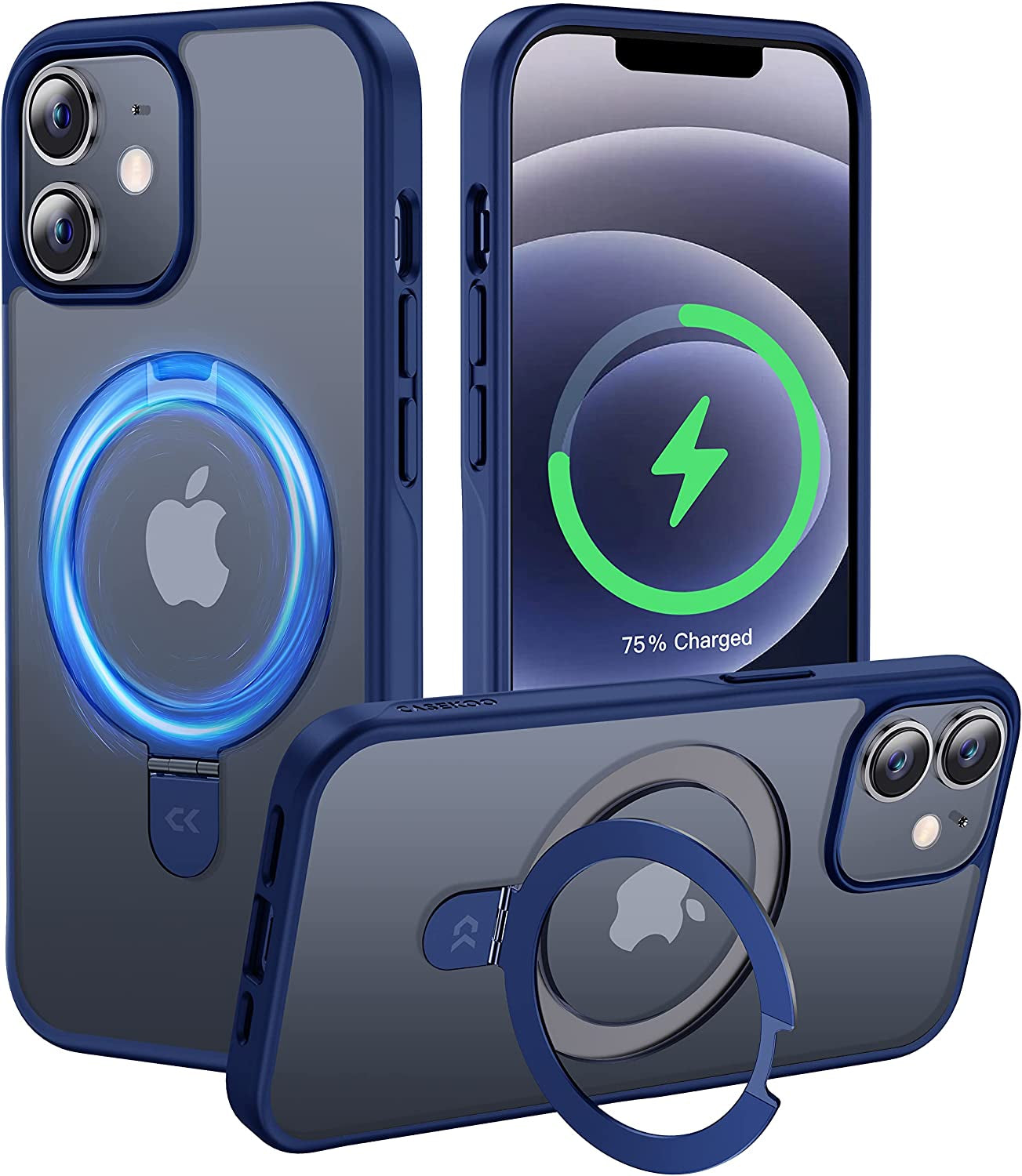 CASEKOO for Iphone 13 Case/Iphone 14 Case with Magnetic Invisible Stand [Military Drop Protection] [Compatible with Magsafe] Shockproof Slim Translucent Matte Phone Cases for Men Women 6.1 Inch, Green  CASEKOO Navy Blue iPhone 12/12 Pro 