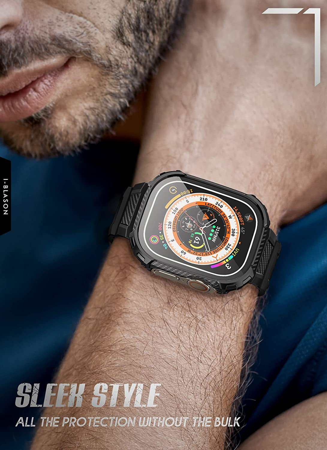 I-Blason Armorbox Compatible with Apple Watch Ultra Band [49Mm] for Apple Watch Ultra, Rugged TPU Watch Band & 2-Pack Bumper Cases [Built-In Tempered Glass Screen Protector] (Black, 49Mm)  i-Blason   