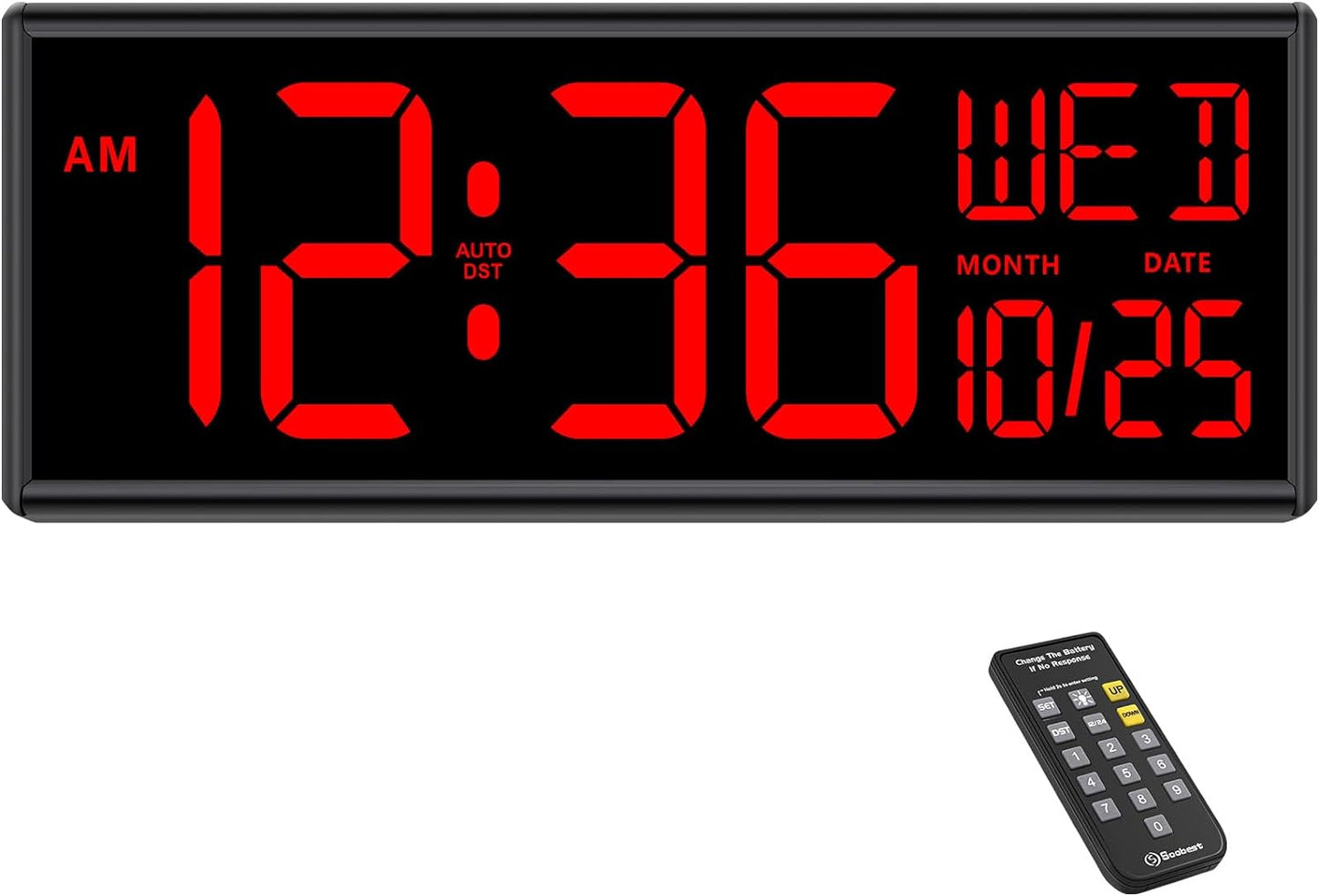 Soobest Digital Wall Clock with Seconds for Gym, Remote Countdown Timer Large LED Display 5 Dimmer  Soobest Red Black  