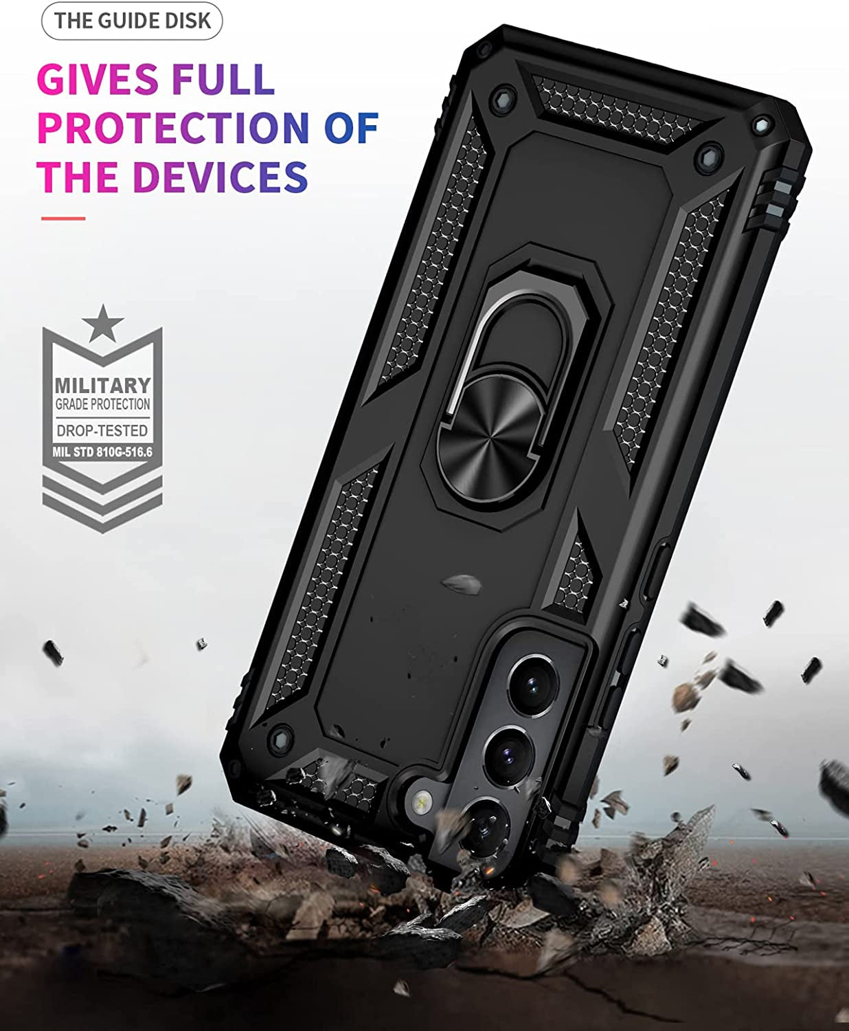 SKTGSLAMY for Samsung Galaxy S22 Case,Galaxy S22 Case,With Screen Protector,[Military Grade] 16Ft. Drop Tested Cover with Magnetic Kickstand Car Mount Protective Case for Samsung S22 5G (Black)  SKTGSLAMY   
