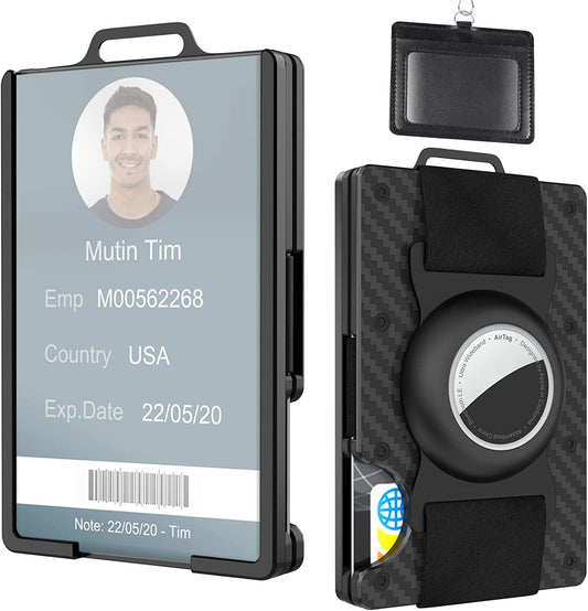 Kioten Wallet for Men, Metal Wallet with Airtag Holder(No Airtag), Clear Window ID Badge Holder, Carbon Fiber RFID Blocking, Holds 12 Cards with Cash Strap, a Minimalist Gift for Men and Women  Kioten   
