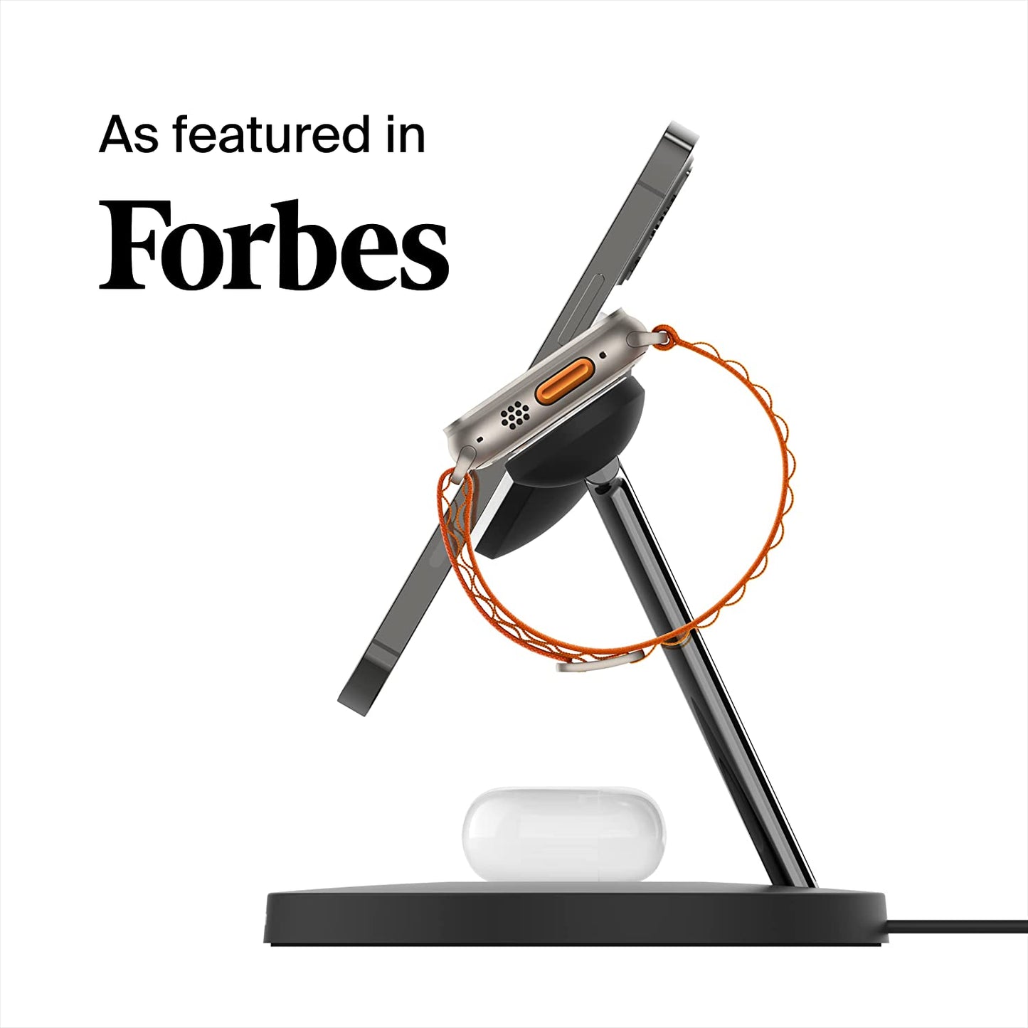 Belkin Magsafe 3-In-1 Wireless Charging Stand - 2ND GEN W/ 33% Faster Wireless Charging for Apple Watch - Iphone 14, 13 & 12 Series & Airpods - Magsafe Charging Station for Multiple Devices - Black  Belkin   