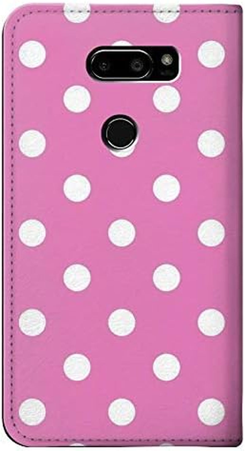 RW2358 Pink Polka Dots PU Leather Flip Case Cover for LG V30, LG V30 Plus, LG V30S Thinq, LG V35, LG V35 Thinq  JJ Phone Case   