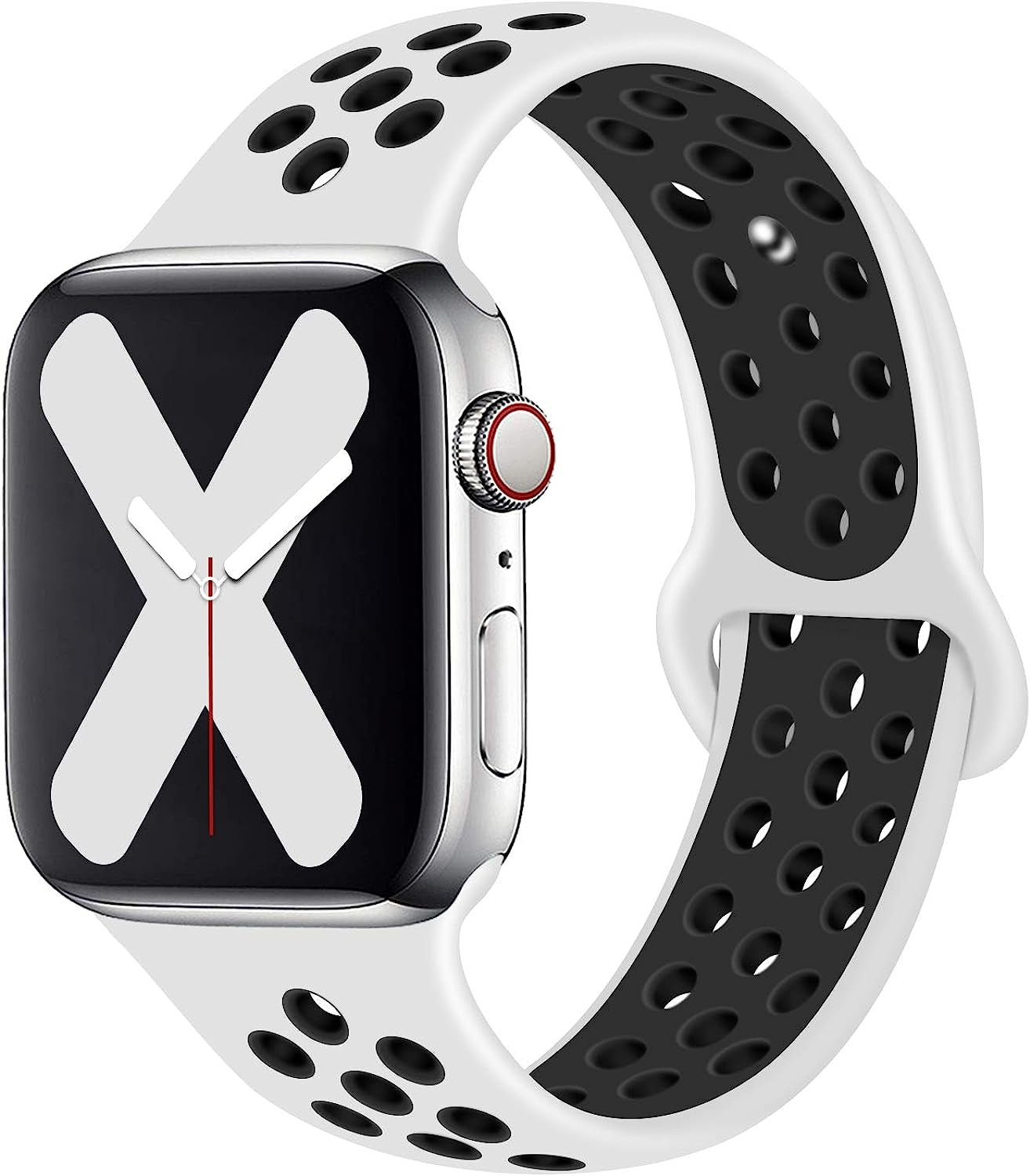 Saucyi Compatible with Apple Watch Band 41Mm 40Mm 38Mm 49Mm 45Mm 44Mm 42Mm,Soft Silicone Sport Band Replacement Strap with Classic Clasp for Iwatch Series 8 7 6 5 4 3 2 1 SE  Saucyi Z-Platinum/Black 38mm/40mm/41mm S/M 