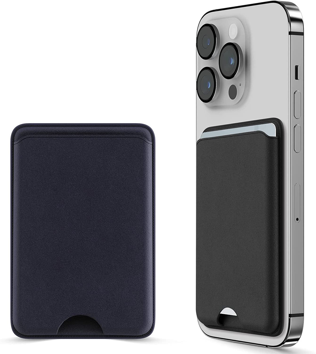 Dlinda 2-Pack Iphone Wallet Magsafe Card Holder, Detachable Leather Wallet with Magsafe for Apple Iphone 14 Pro Max/14 Plus/14 Pro/14, Iphone 13 / Iphone 12 Series, Midnight & Midnight  Dlinda Ink Blue & Midnight  