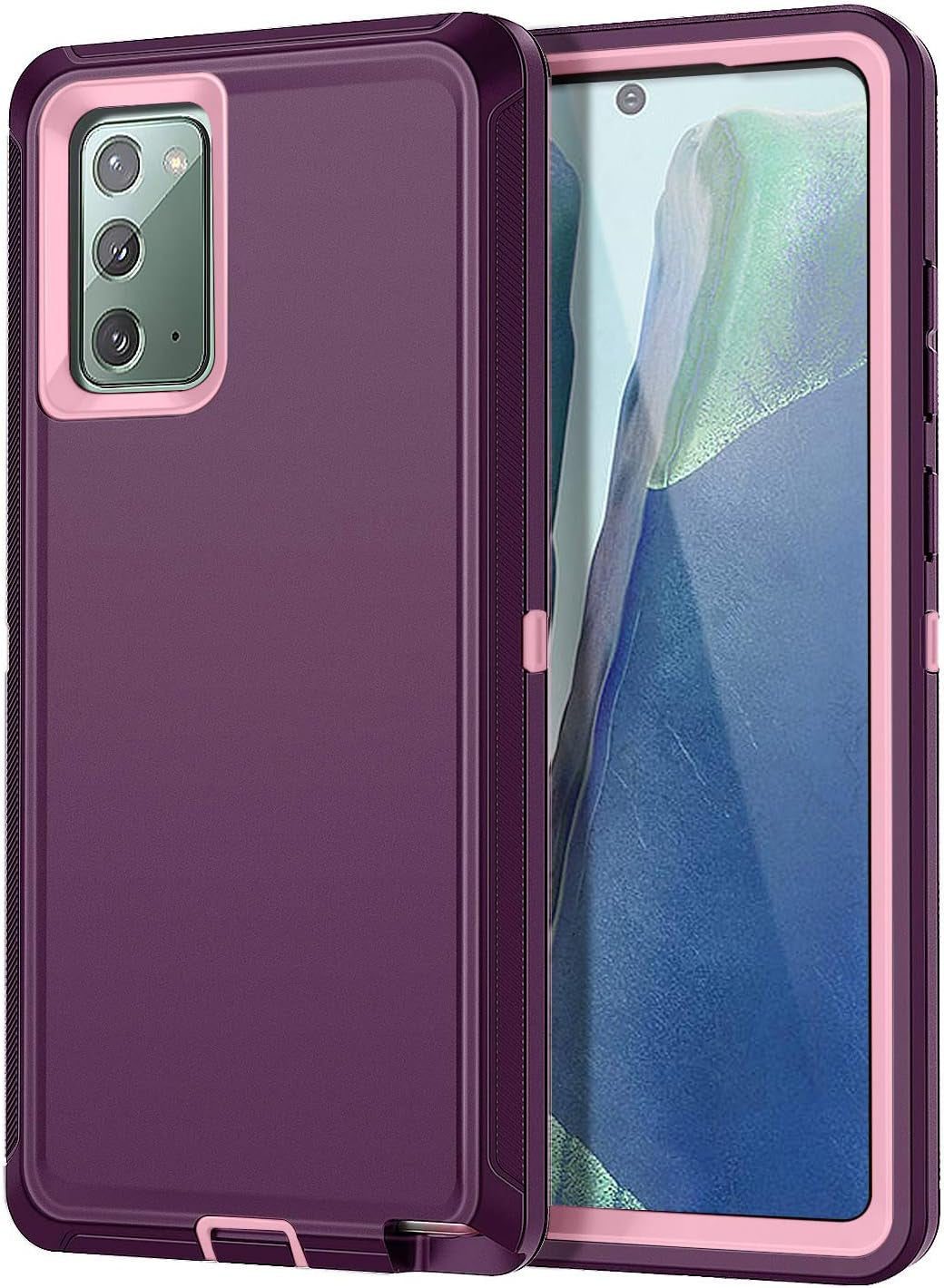 I-HONVA for Galaxy Note 20 Case Shockproof 3 in 1 Full Body Protection [Without Screen Protector] Rugged Heavy Duty Durable Cover Case for Samsung Galaxy Note 20 5G 6.7 Inch, Mint Green/Pink  I-HONVA Purple/Light Pink  