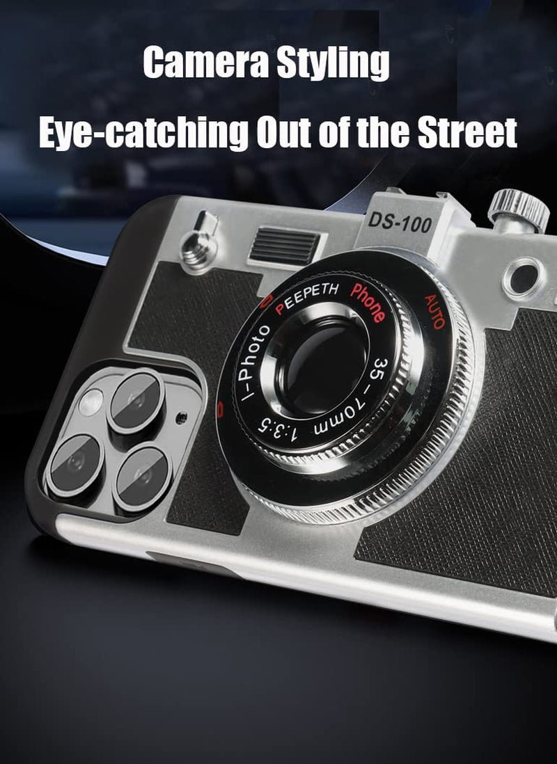 Yatchen Emily in Paris Phone Case for Iphone 13 Cute 3D Vintage Camera Phone Case with Lanyard Adjustable Shoulder Strap Unique Cool Silicone PC Case for Iphone 13 Girls Women Black  Yatchen   