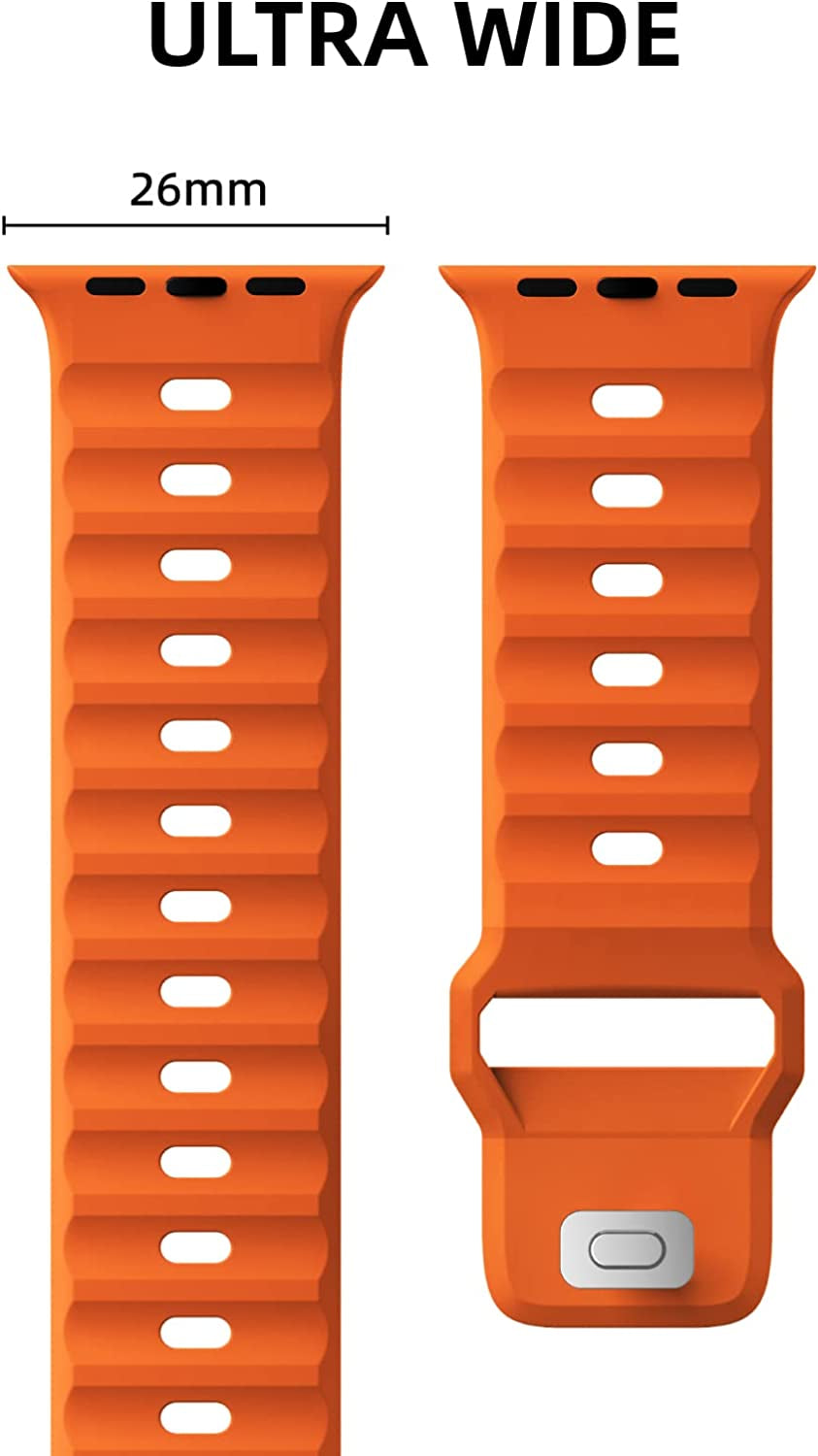 Sport Bands Compatible with Apple Watch Ultra Band 49Mm 45Mm 44Mm 42Mm for Men, Soft Silicone Wristbands Waterproof Replacement Strap for Iwatch Series 8 7 6 5 SE Ultra, 2 Packs  Suitisbest   