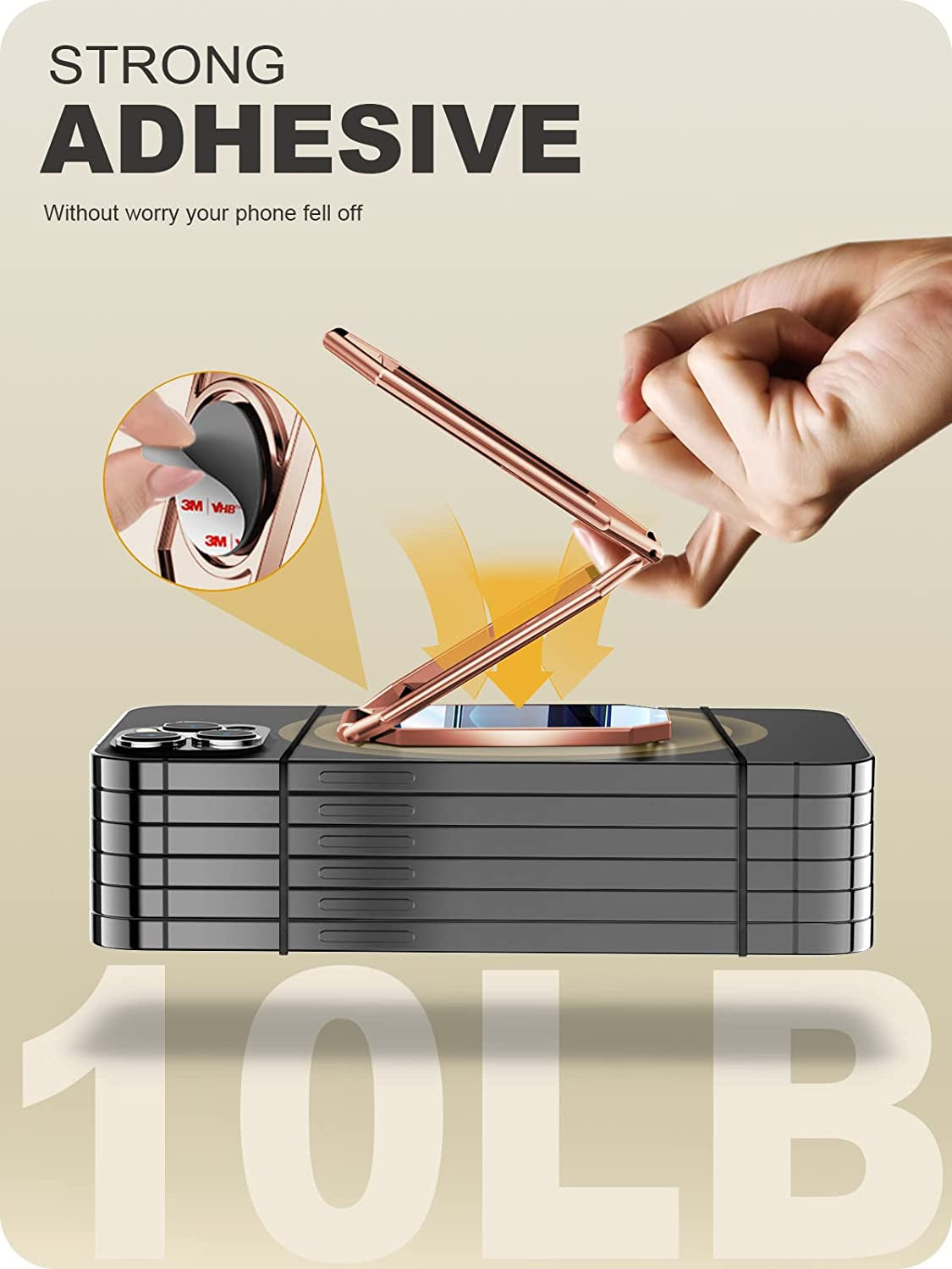 A-Lugei【Foldable & Adjustable】 Cell Phone Ring Holder Finger Kickstand,【Thick Case & Big Phone Friendly】 Cell Phone Holder for Hand, 【Magnetic】 Ring Holder for Cell Phone Grip, Iphone Ring Holder Grip  A-LuGei   