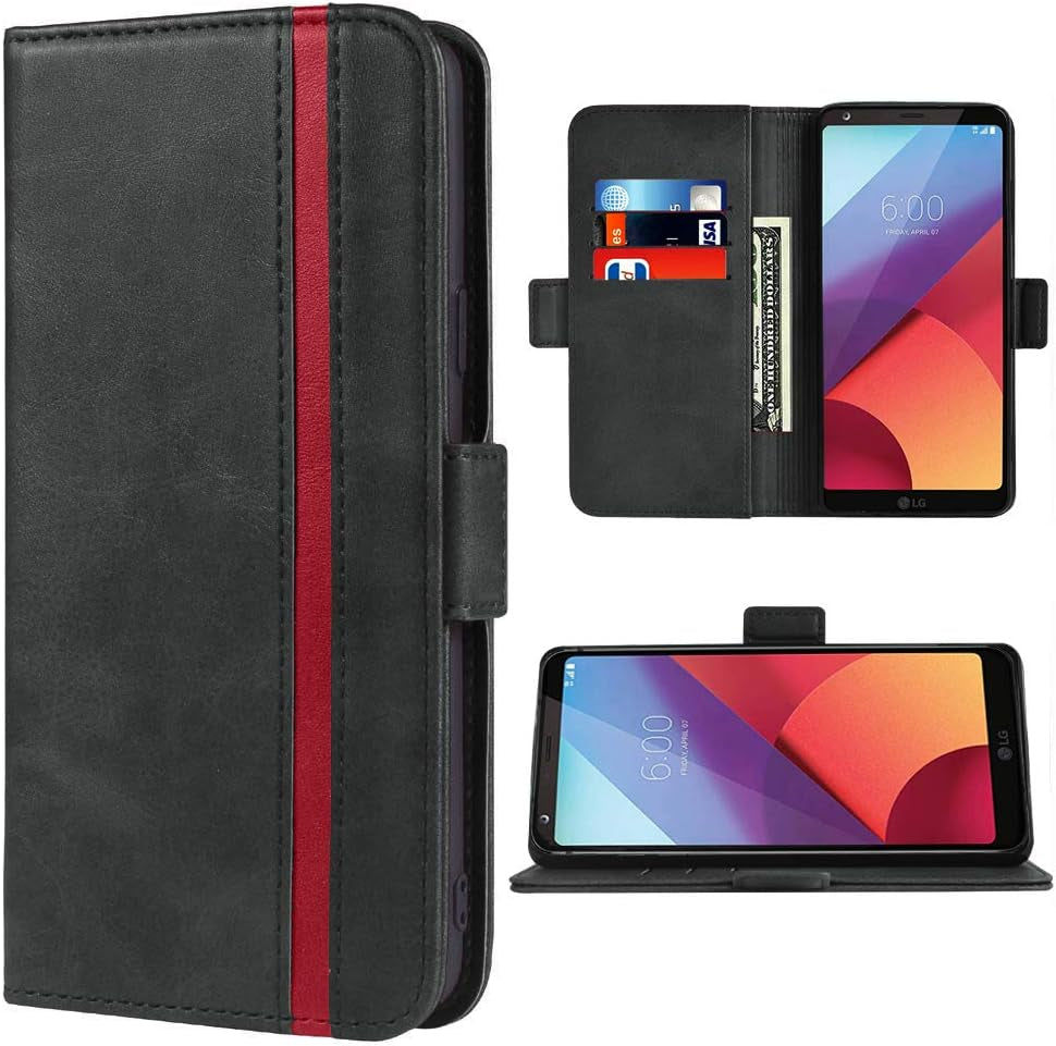 Phone Case for LG G6 5.7 Inch Leather Wallet Cases Credit Card Holder Stand Kickstand Full Body Purse Heavy Duty Protective Hybrid Flip Folio Cover for LGG6 Thinq LG6 Thin Q G 6 plus G6+ 6G Women Red  WWAAYSSXA Black  