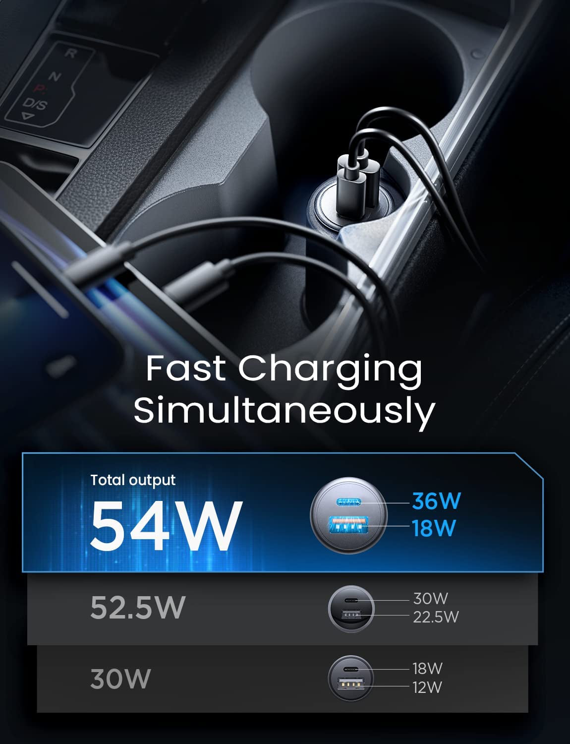 AINOPE USB C Car Charger 54W Iphone Car Charger Adapter [Mini&Metal] USB Car Charger Port PD36W&QC3.0 Cigarette Lighter Charger Fast Charging for Iphone 14 Pro Max plus 13 12 Samsung S23/22/21 Pixel  AINOPE   