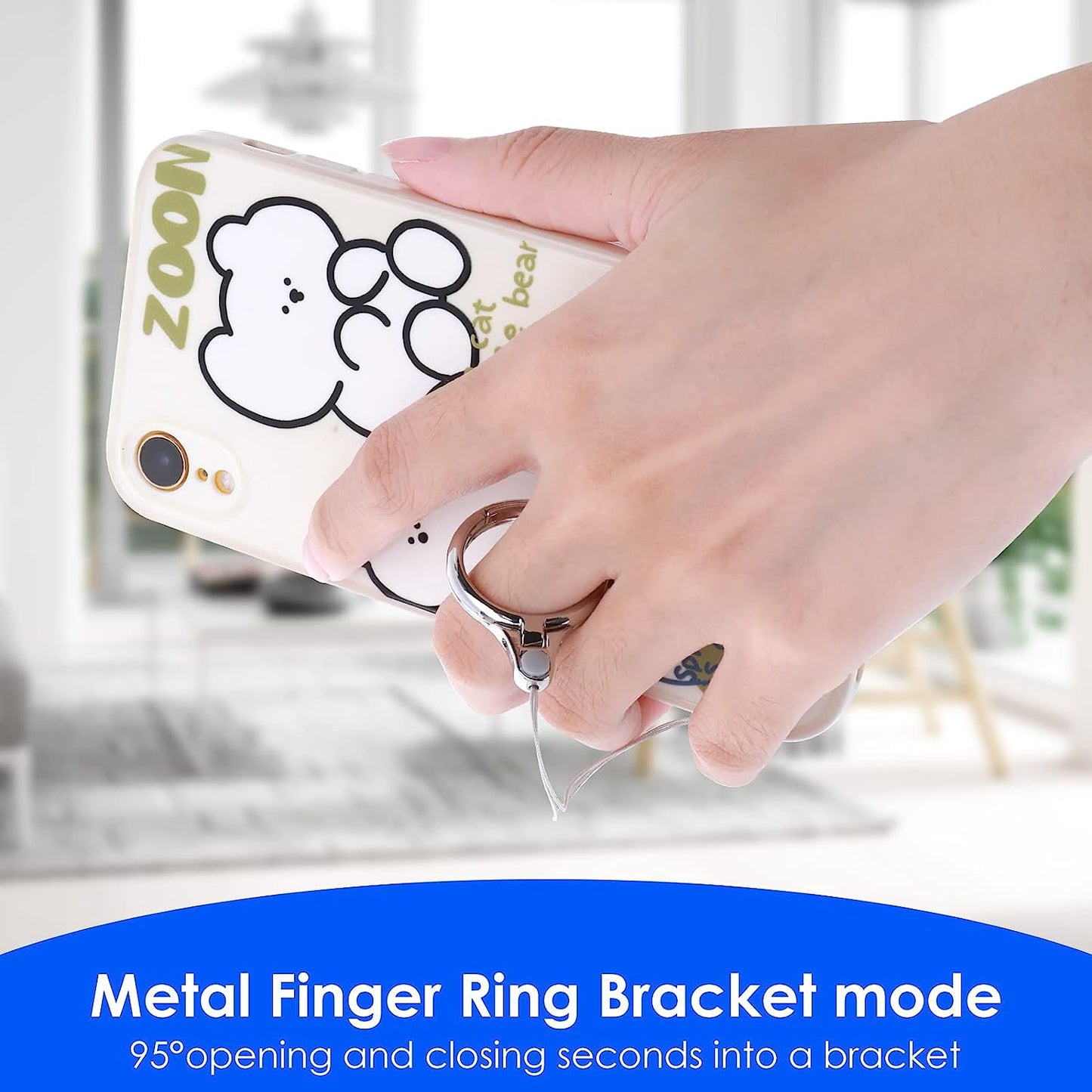 Cobee Cell Phone Ring Straps, 4 Pcs Phone Finger Ring Holders, Phone Grip Holder Phone Loop Charm Phone Ring Kickstand Holder Phone Finger Ring Chain Lanyard(Silver, Gold, Black, Rose Gold)  Cobee   