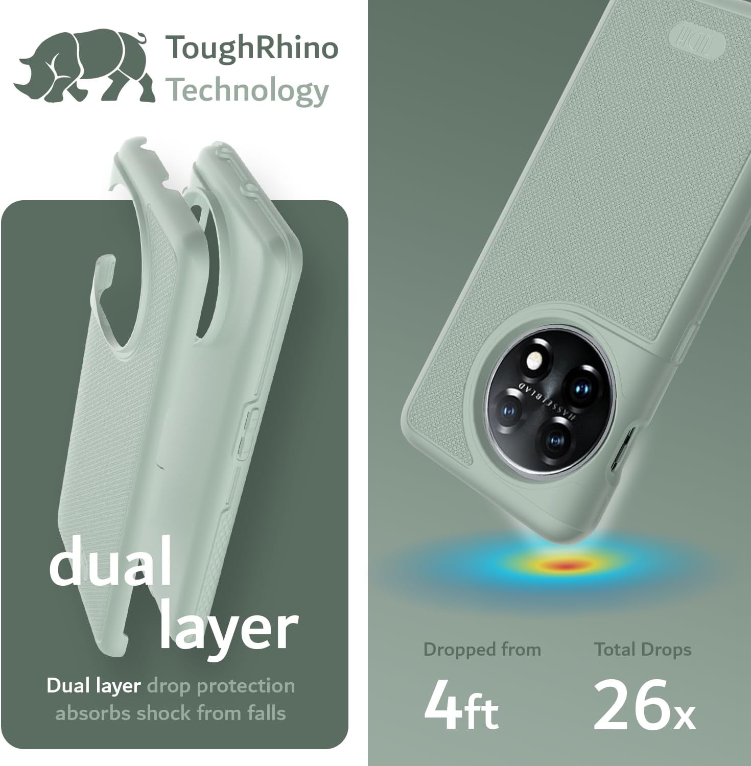 TUDIA Dualshield Grip Designed for Oneplus 11 Case 5G (2023), [Mergegrip] Dual Layer Shockproof Slim Military Grade Non-Slip Tough Heavy Duty Protective Phone Case Cover (Green Lily)  TUDIA   