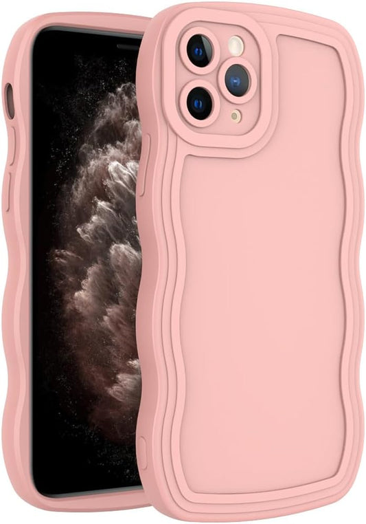 WOGROO Case for Iphone 11 Pro Case,Wave Curly Frame Design,Soft Flexible Tpu,Cute Wavy Solid Color Aesthetic Flashion Phone Case Shockproof Protective Case Cover 5.8" - Pink  WOGROO   