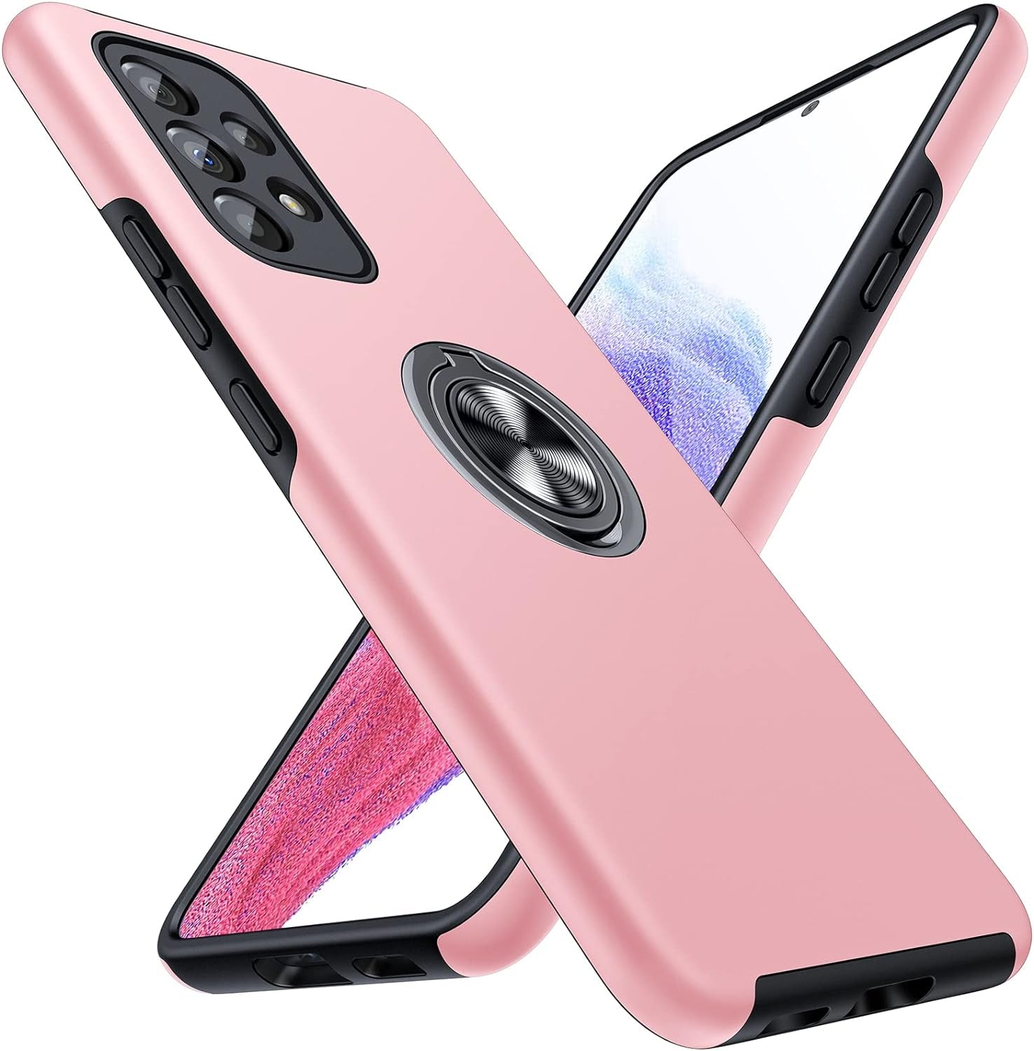 JAME for Samsung A53 5G Case, Galaxy A53 5G Case with Shockproof Protective Case with Rotatable Kickstand for Samsung Galaxy A53 5G Case, Black  JAME Pink  