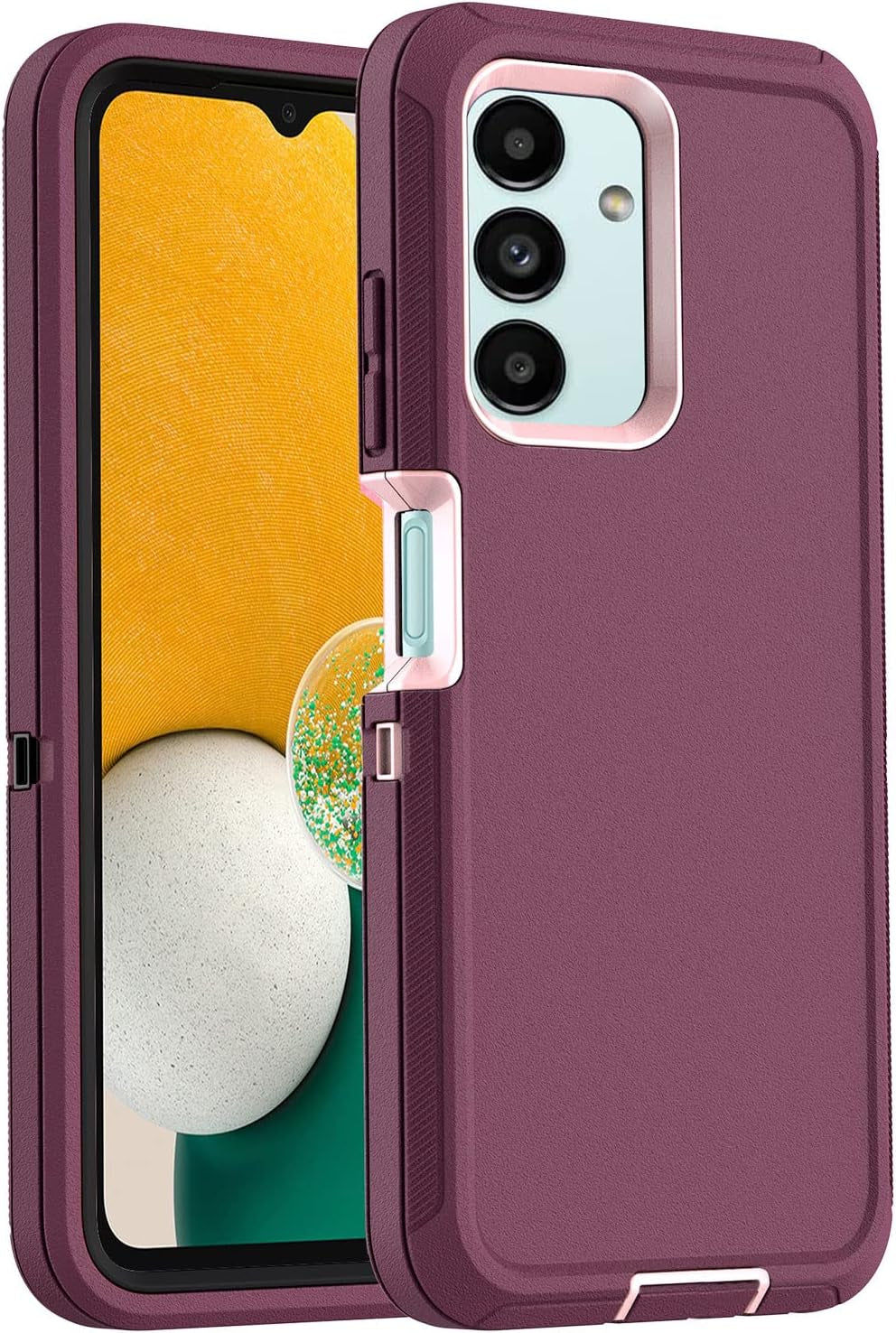 Aicase for Galaxy A04S/A13 Case(6.5")+Belt Holster,Heavy Duty 3-Layer Rugged Phone Cover,Durable Military Grade Protection Shockproof/Drop Proof/Dust-Proof Protective for Samsung A04S/A13 5G 2022  AICase Burgundy  