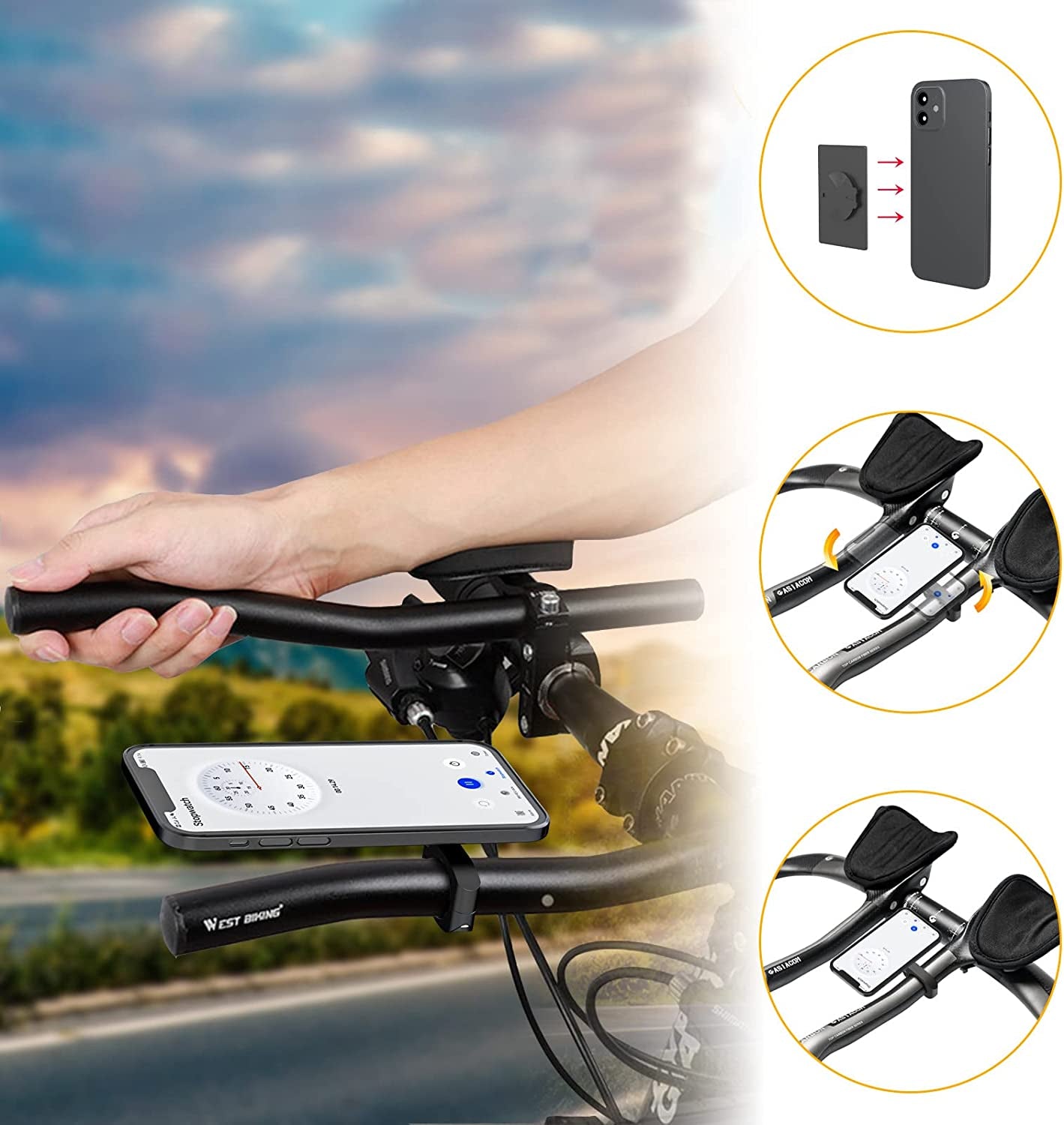 Aero Bars Mount - Garmin Bike Computer Mount for Garmin Edge, Compatible with Bike GPS Computer,Wahoo,Bryton,Cateye,Gopro Full Range and Flashlight (Black)  VOIEOV   