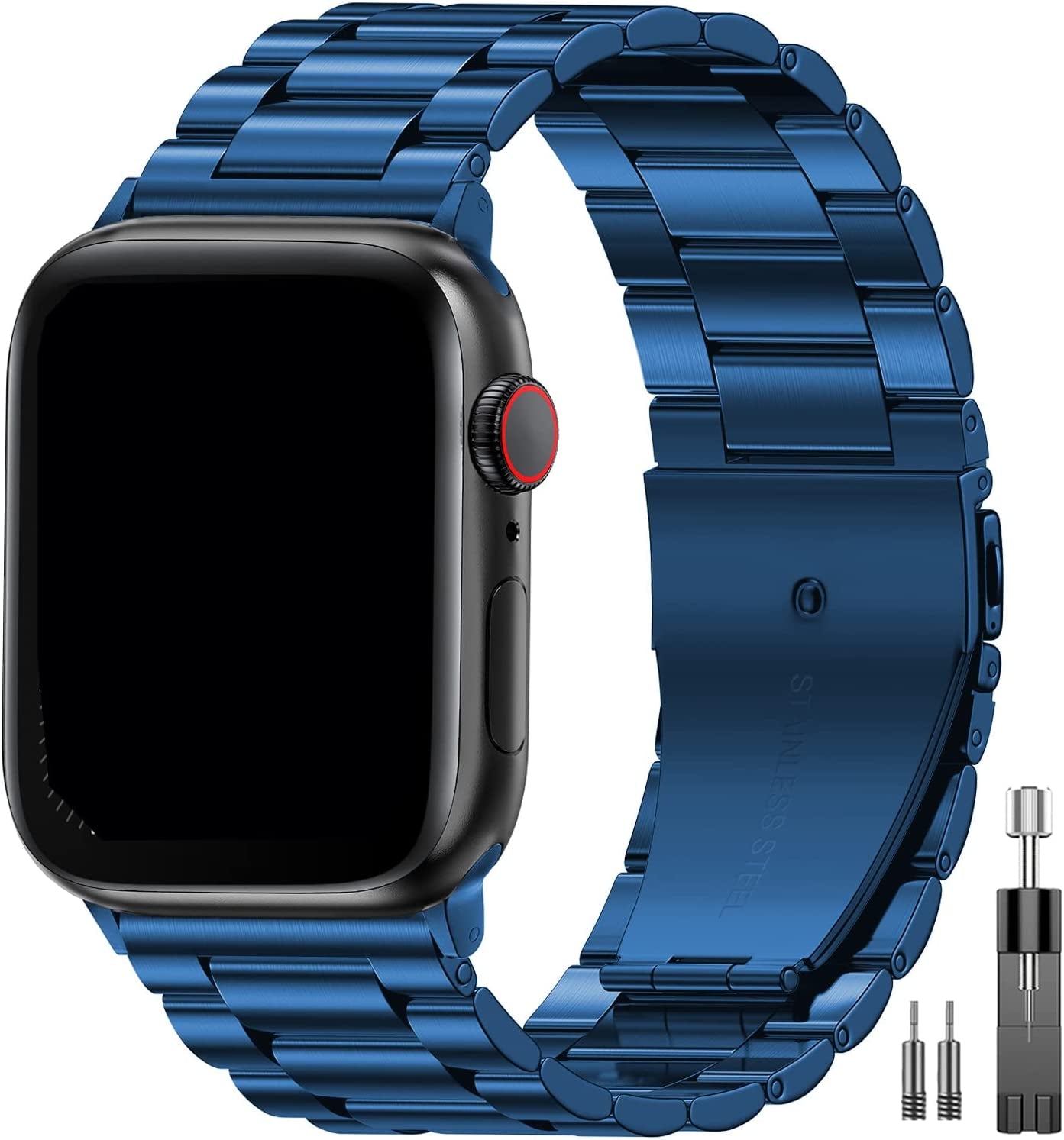 EPULY Compatible with Apple Watch Band 49Mm 45Mm 44Mm 42Mm 41Mm 40Mm 38Mm, Business Stainless Steel Metal Watchband for Iwatch Strap Ultra SE Series 8 7 6 5 4 3 2 1 Men (Black, 49Mm 45Mm 44Mm 42Mm)  EPULY Blue 45mm 44mm 42mm 49mm 
