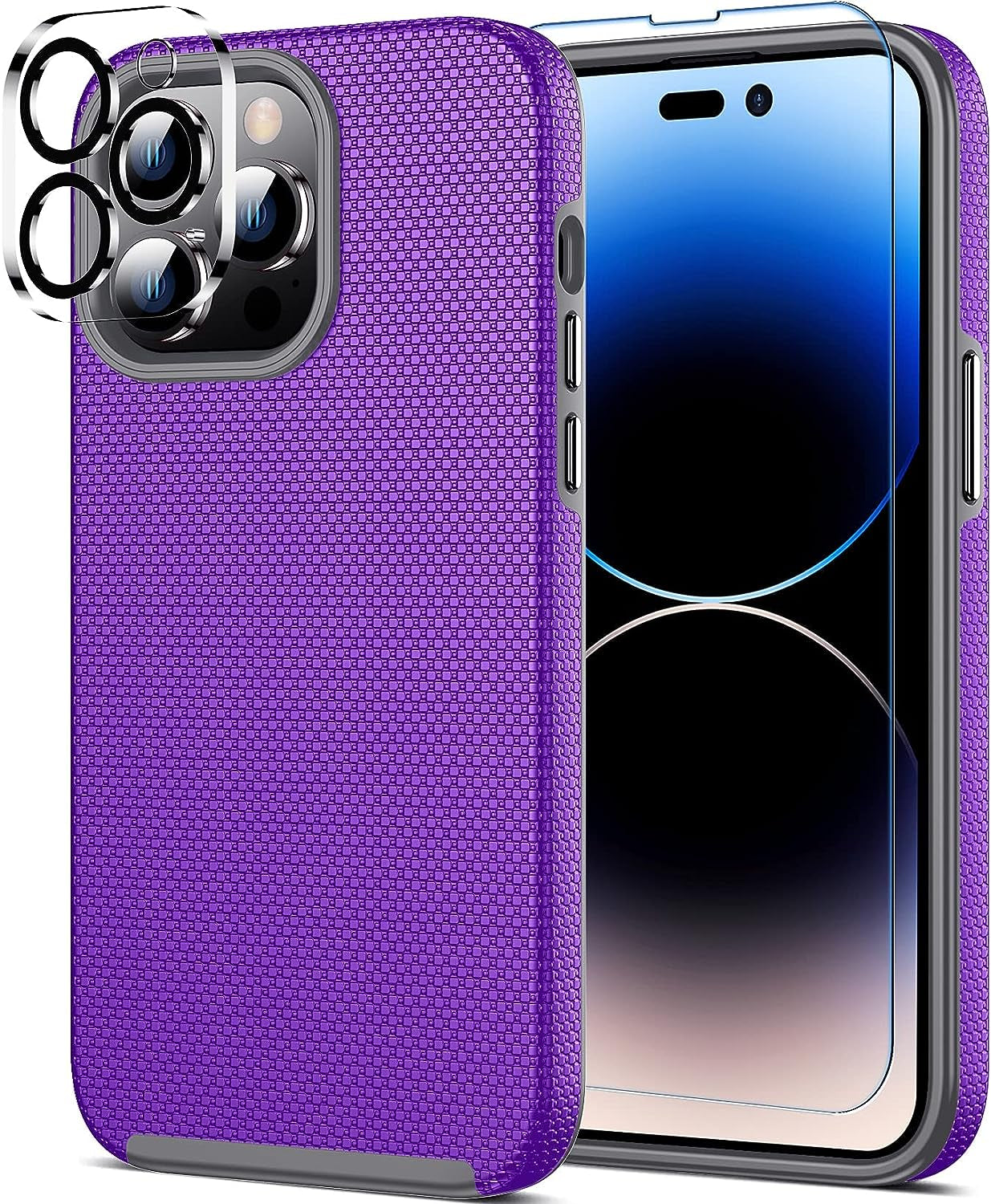 ALOFOX for Iphone 14 Pro Max Case [Military Grade Drop-Proof] [Tempered Glass Screen Protector + Camera Lens Protector] Dual Layer Heavy Duty Shockproof Case-Matte Black  ALOFOX   