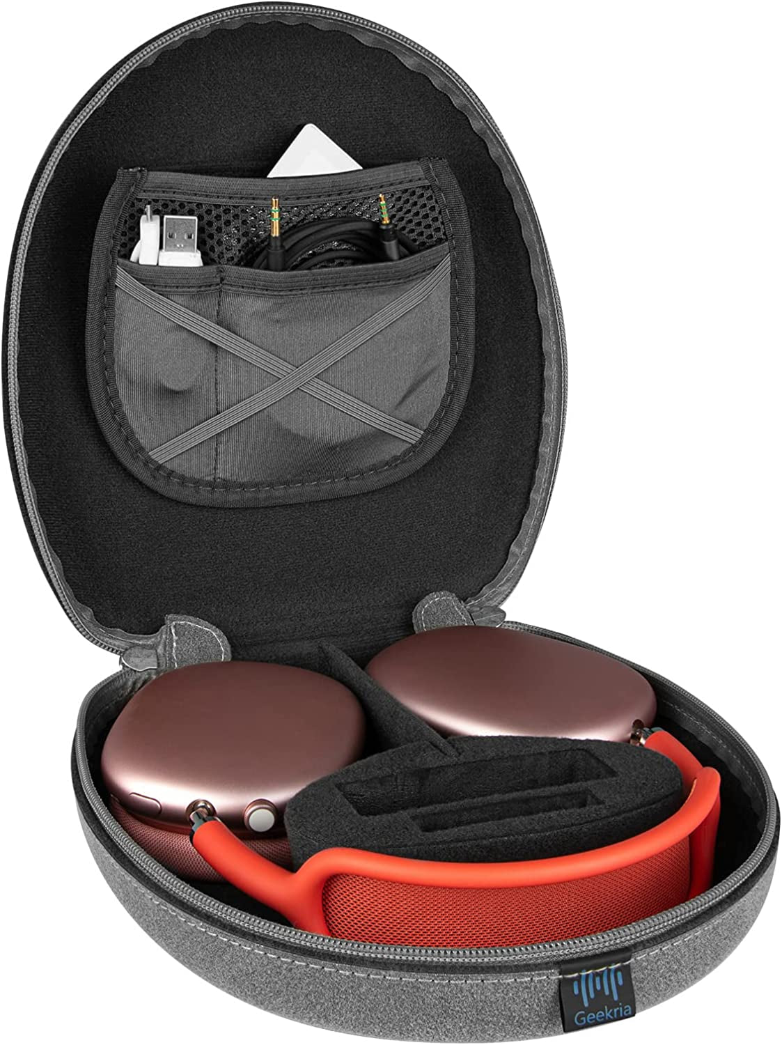 Geekria Shield Headphones Case Compatible with Airpod Max Case, Will Make Headphones into Sleep Mode Immediately, Replacement Hard Shell Travel Carrying Bag with Cable Storage (Dark Grey)  Geekria   