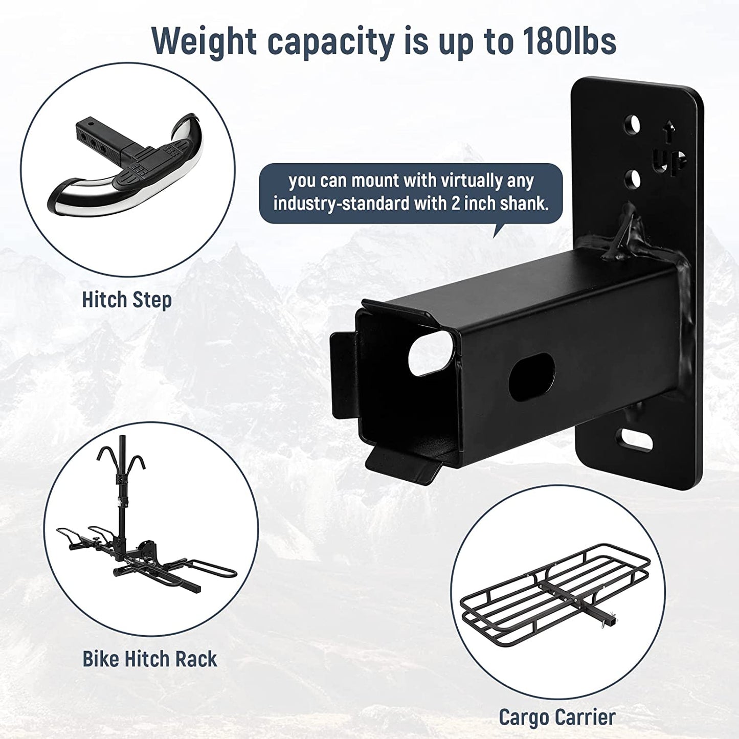 2 Inch Hitch Mount Bike Rack Wall Mount, Garage Bike Storage, Cargo Carrier Hanging Garage Organizer, Easy to Load Secure & Sturdy Wall Mount Hitch Receiver  XBA   