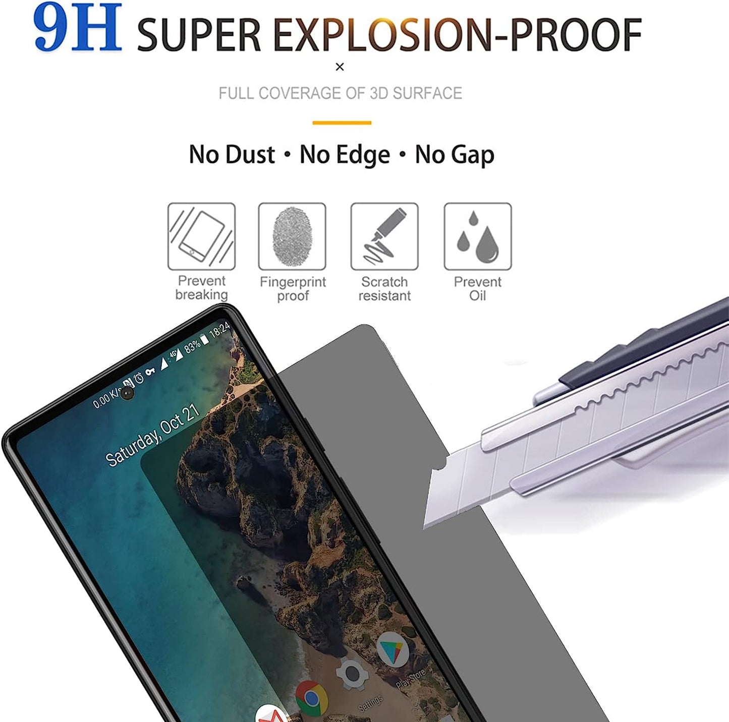 Lokyoo 3 Pack Privacy Screen Protector for Google Pixel 6A 6.1”5G [Anti-Spy Tempered Glass], Ultra HD, Anti-Scratch, Bubble-Free, Easy Install 9H Protective Glass for Pixel 6A  Lokyoo   