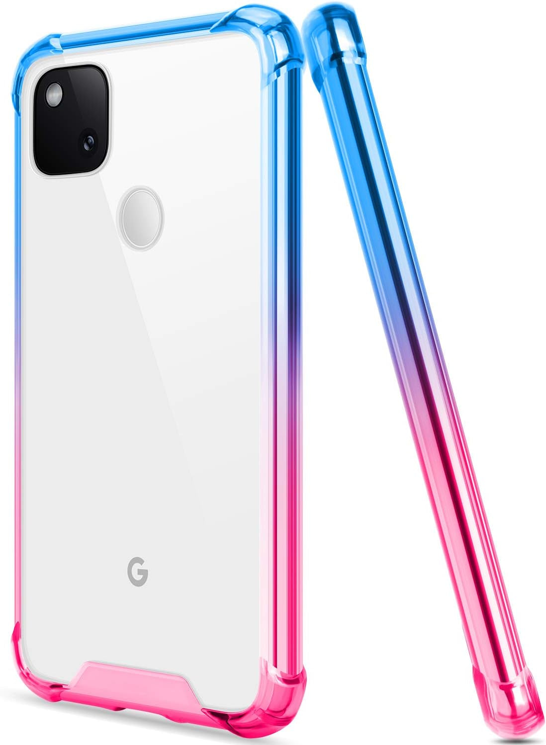 Salawat for Google Pixel 4A Case[Not Fit with 4A 5G], Clear Cute Gradient Slim Cover Reinforced TPU Bumper Hard PC Back Shockproof Protective Case for Google Pixel 4A 5.8 Inch 2020 (Purple Blue)  SALAWAT Blue Pink  
