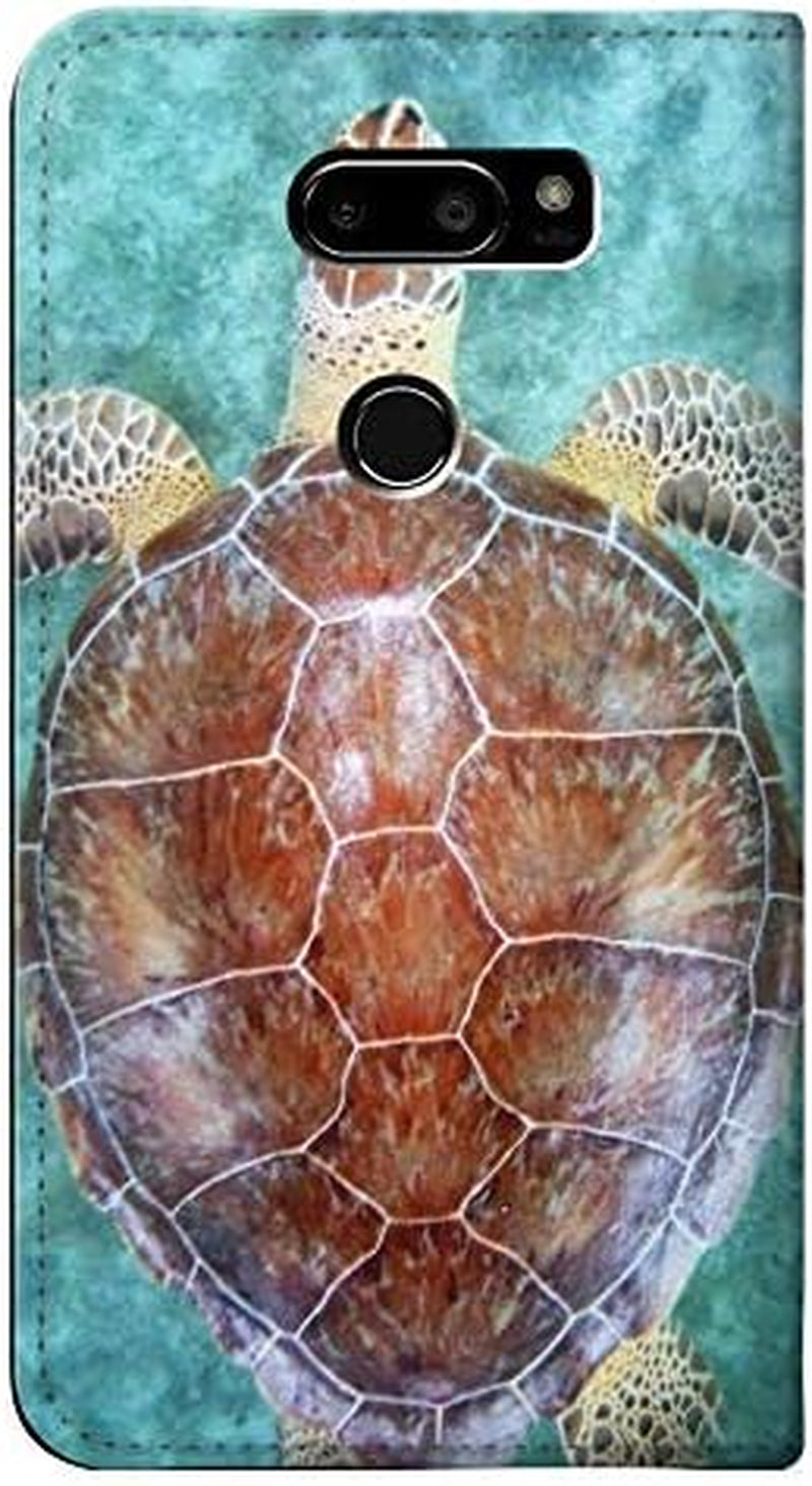 RW1424 Sea Turtle PU Leather Flip Case Cover for LG V30, LG V30 Plus, LG V30S Thinq, LG V35, LG V35 Thinq  JJ Phone Case   