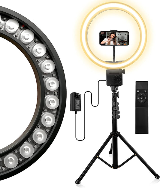 AGOGO 12'' LED Ring Light with Tripod Stand and Phone Holder, 24W High Power LED Bulb,Selfie Halo Light for Photography/Makeup/Vlogging/Live Streaming  Guangzhou Shanyuan Maoyi Youxian Gongsi   
