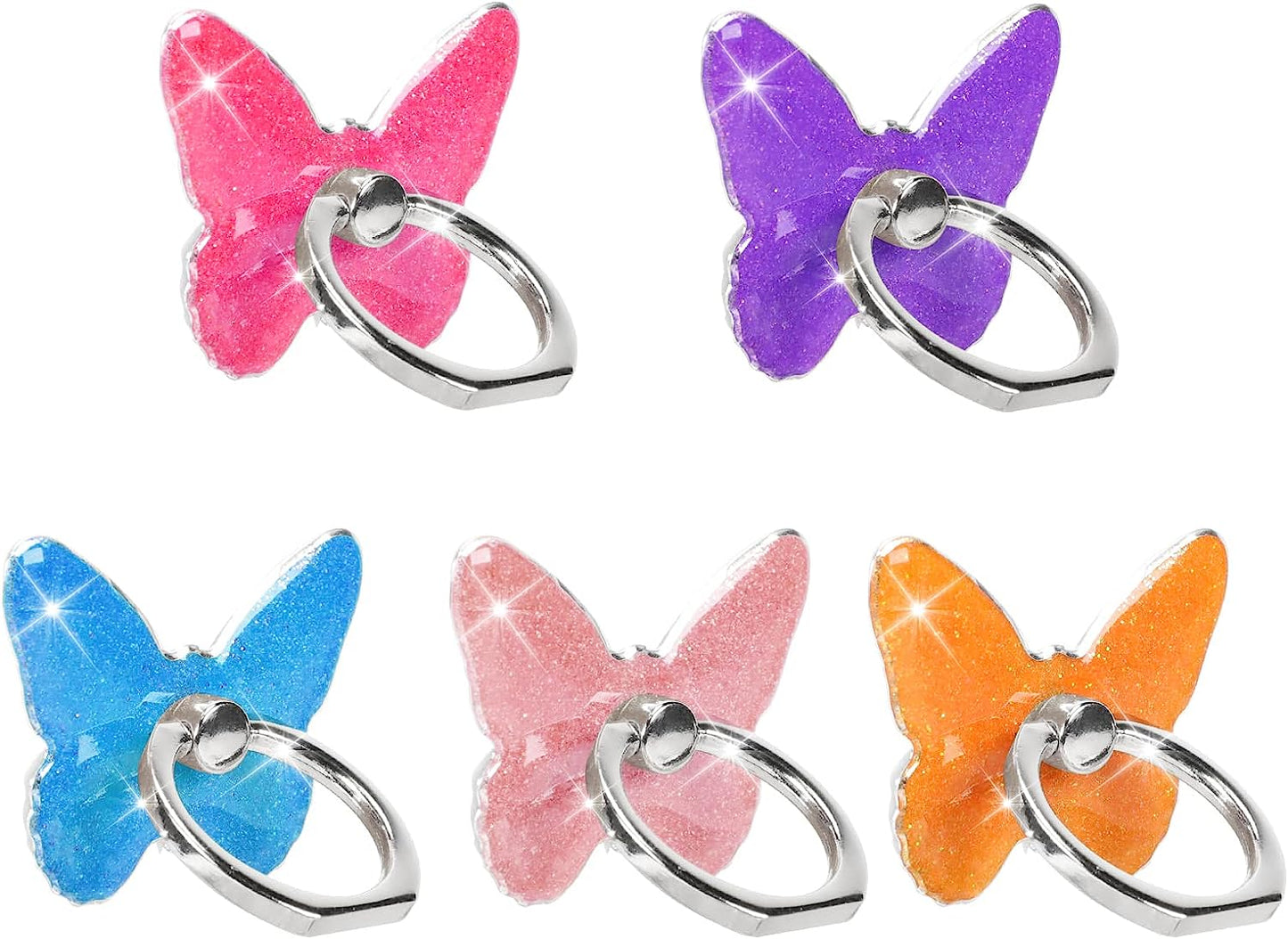 BF2JK Cell Phone Butterfly Finger Ring Holder 360 Degree Rotation Metal Ring Grip for Iphone Samsung Galaxy All Smartphone Mobile Cute Accessories（Blue Dark Blue）  BF2JK Sparkle Butterfly  