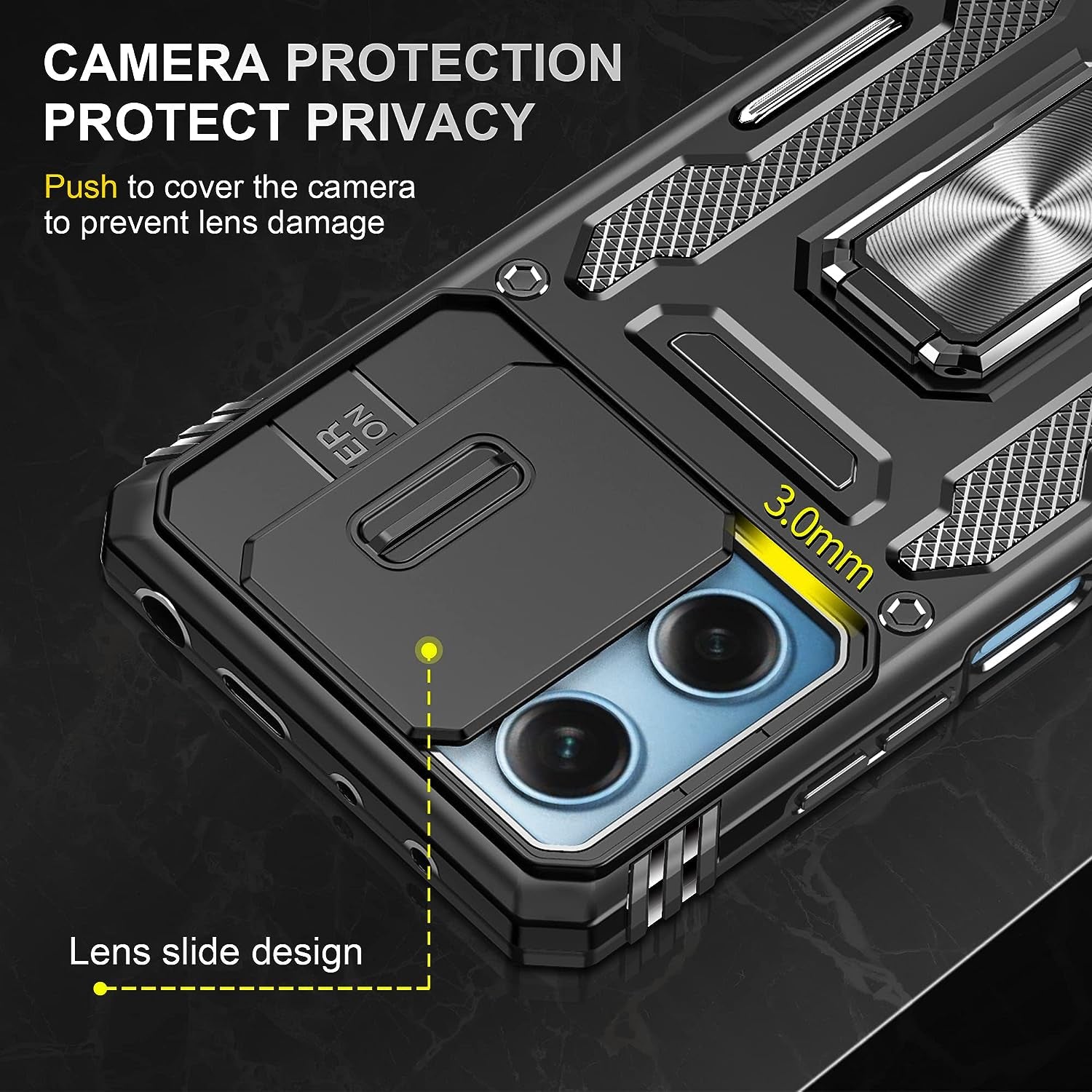 WVOZWWO for Xiaomi Redmi Note 12 Pro 5G/Poco X5 Pro 5G Case with Screen Protector, Protective Cover with Camera Protector Thin Kickstand Military Phone Case for Xiaomi Redmi Note 12 Pro 5G (Black)  Grand Eletronics   