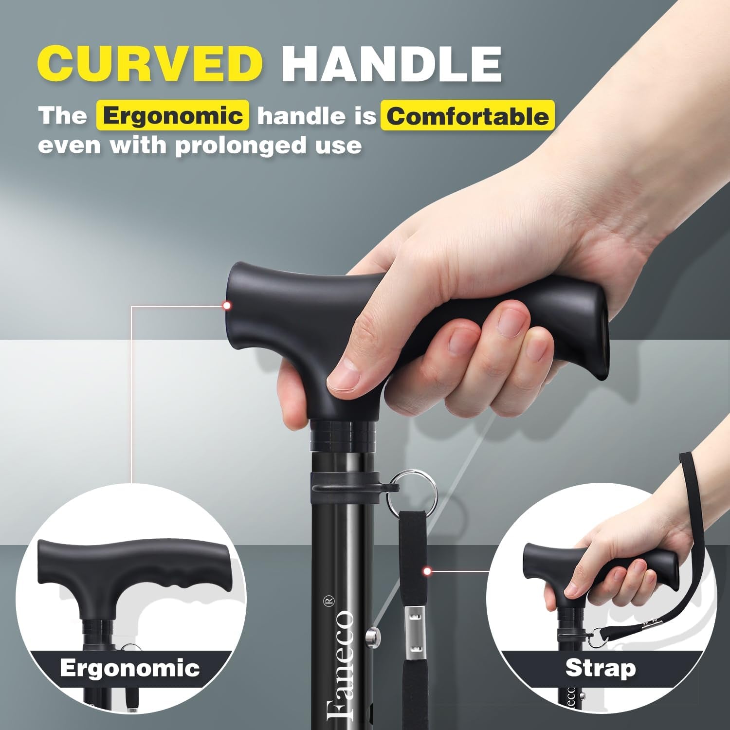 FANECO Walking Cane, Folding Walking Stick for Seniors, Pivoting Quad Base, Lightweight Adjustable Walking Stick for Men/Women  NINGBOSHI GUOSHENG XINXI KEJI YOUXIANGONGSI   