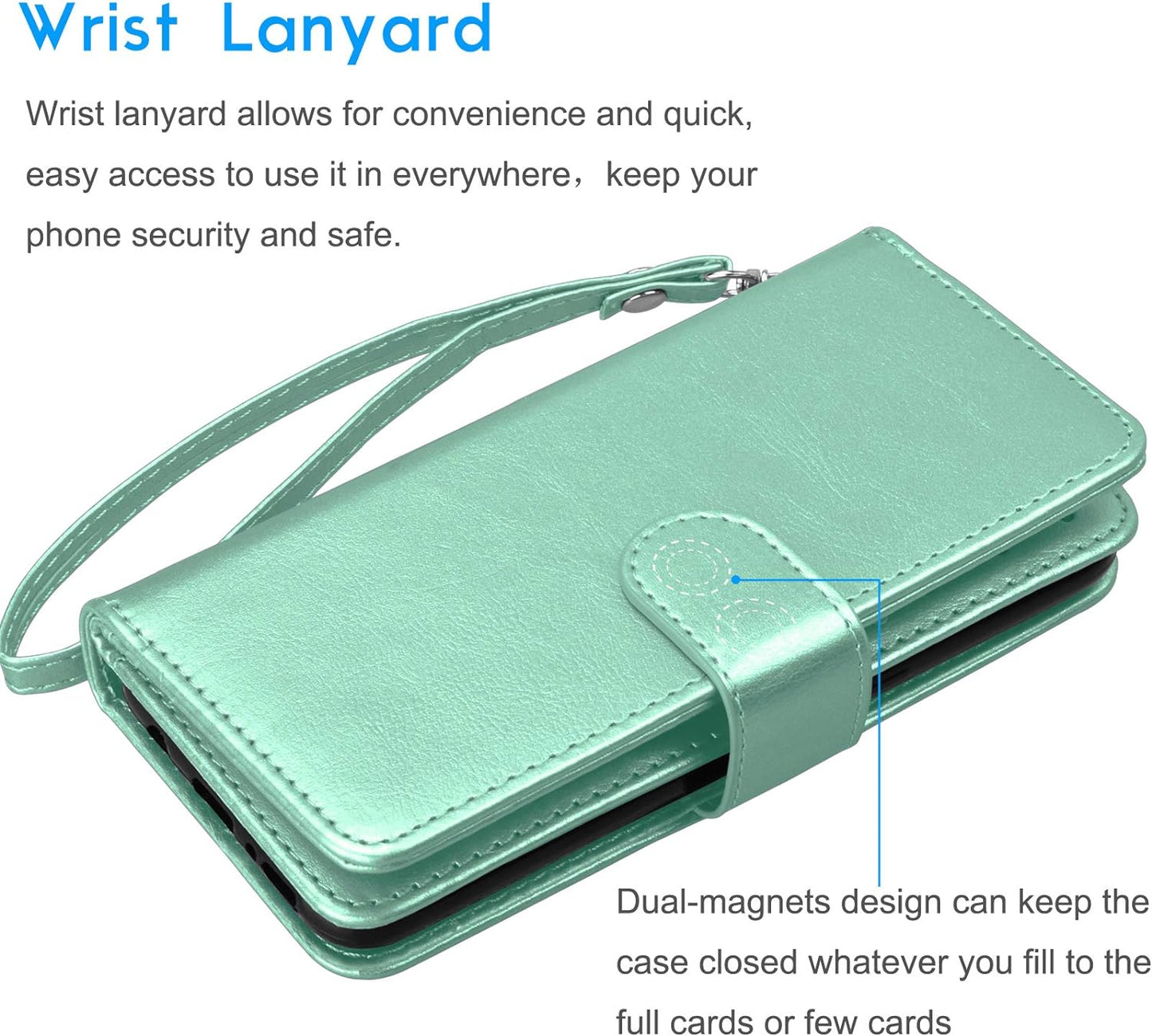 Tekcoo Wallet Case for LG V40 / LG V40 Thinq, Luxury ID Cash Credit Card Slots Holder PU Leather Purse Folio Flip Carrying Cover Cases [Detachable Magnetic Hard Case] Kickstand - Turquoise  Tekcoo   