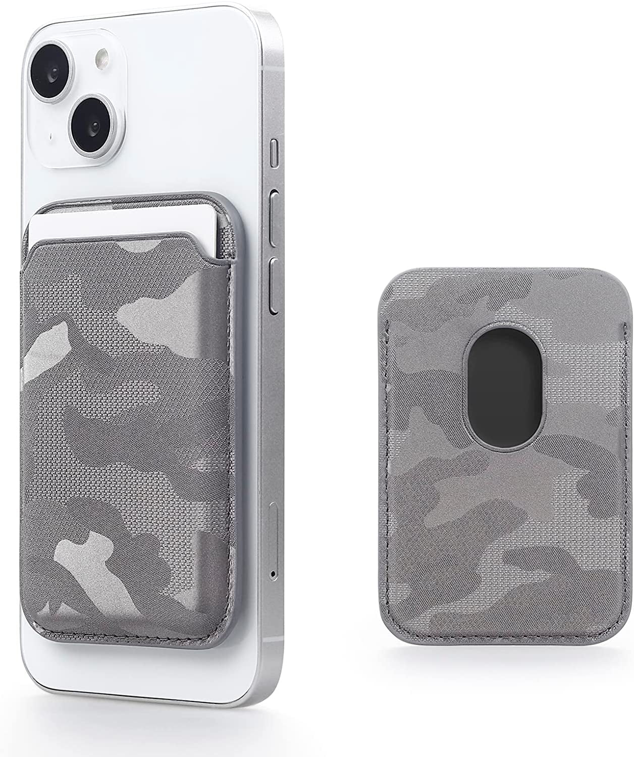 WALLFID Magsafe Wallet Leather Compatible with Iphone 12/13/14 Mini/Plus/Pro/Max,Rfid Card Holder with Magsafe Magnet (Purple)  WALLFID Camouflage Grey  