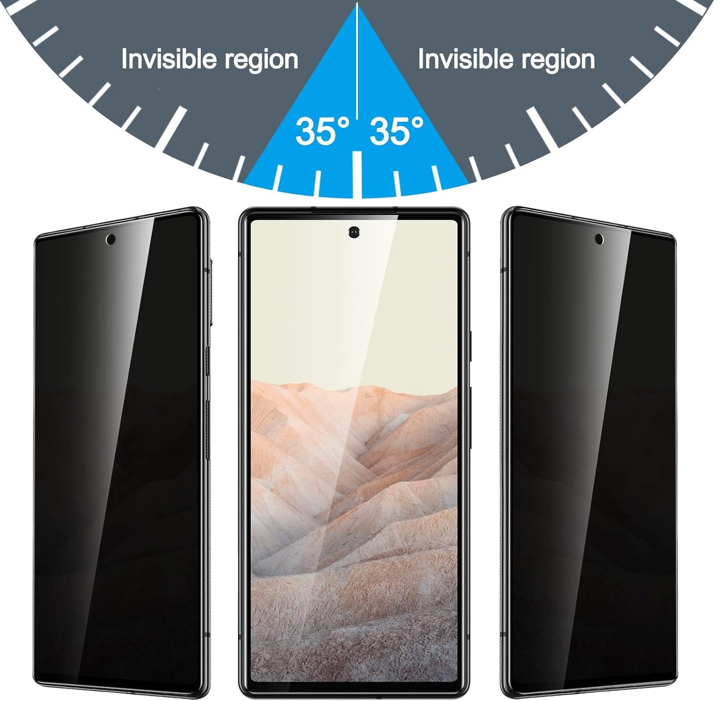 YWXTW Google Pixel 6 Privacy Screen Protector, 2 Pack Tempered Glass Anti-Spy 9H Hardness Film for Google Pixel 6 2021 6.4-Inch, [Don’T Support Fingerprint Unlock] Bubble Free Case Friendly - Black  YWXTW   