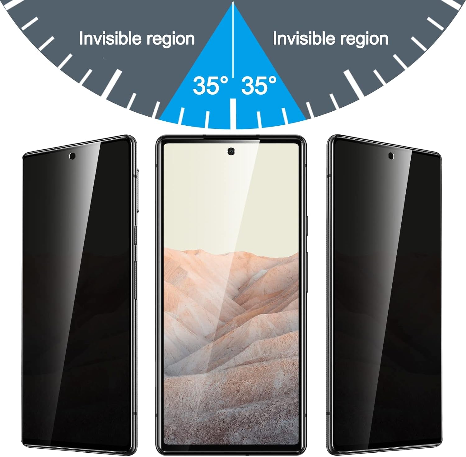 YWXTW Google Pixel 6 Privacy Screen Protector, 2 Pack Tempered Glass Anti-Spy 9H Hardness Film for Google Pixel 6 2021 6.4-Inch, [Don’T Support Fingerprint Unlock] Bubble Free Case Friendly - Black  YWXTW   