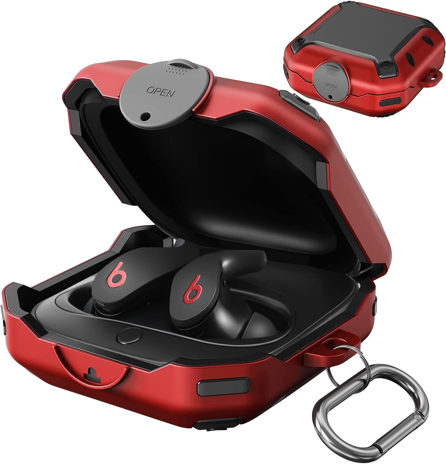 NUOMIJIO Case for Beats Fit Pro 2021 with Secure Lock Full Body Shock-Absorbing Anti-Scratch Hard Shell Protective Cover Compatible with Beats Fit Pro with Keychain (Red)  NUOMIJIO   