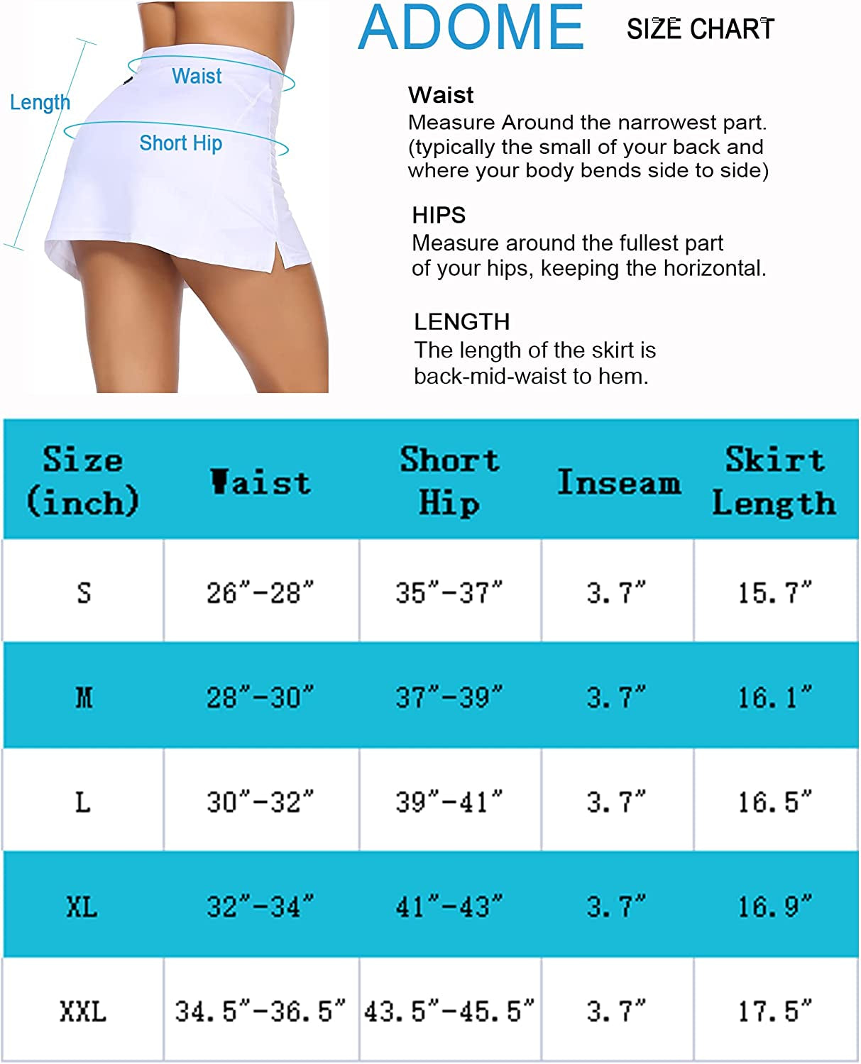 ADOME Women'S Athletic Skort Tennis Skirt with Pockets Shorts Active Golf Running Workout Sports  ADOME   