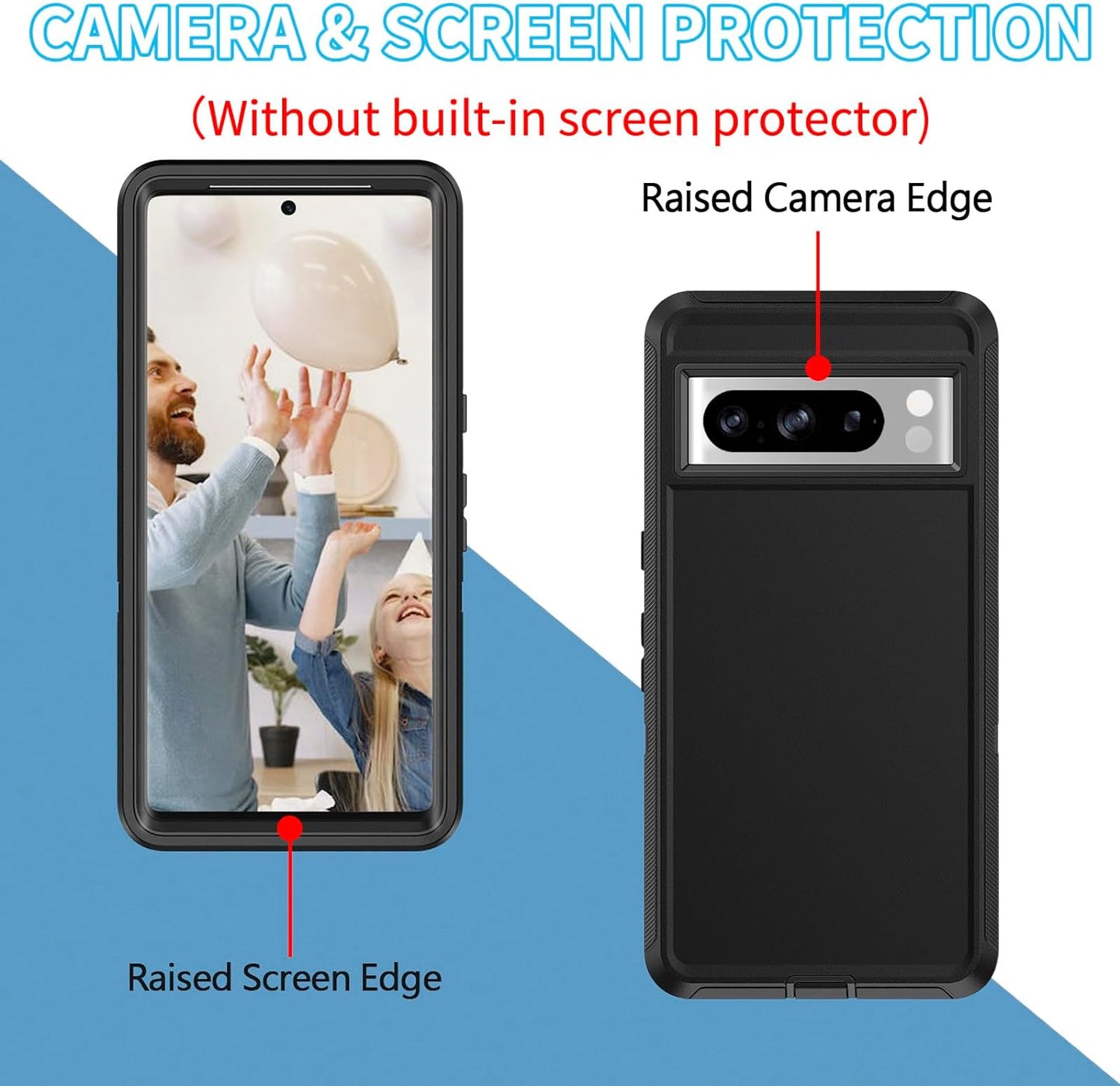 Defender Case for Google Pixel 8 Pro 5G, Bimanpap 3 in 1 Shockproof Rugged Drop Protective, Military Grade Heavy Duty Bumper Holster Cell Phone Cover(With Belt Clip) (Black)  Bimanpap   