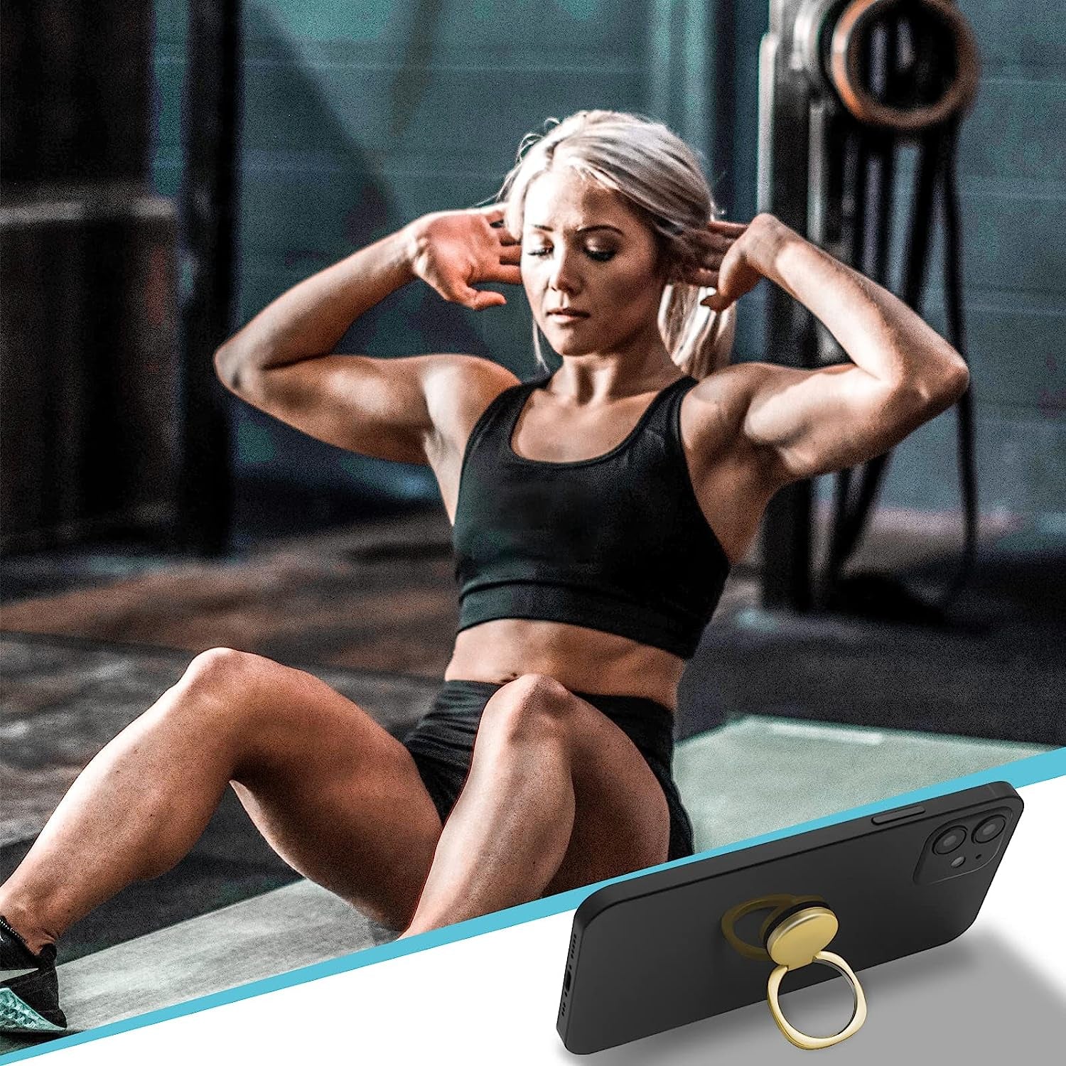 Naiadiy Zinc Alloy Cell Phone Ring Holder Finger Ring Stand, 360 Degree Rotation Kickstand Grip Holder (Square/Gold)  Naiadiy   