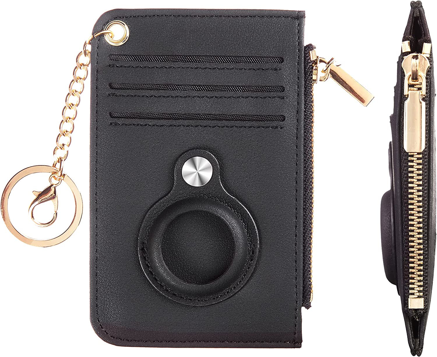 Hawanik Women'S Slim Keychain Wallet Compatible with Airtag Wallet Holder Case (Black)  Hawanik   
