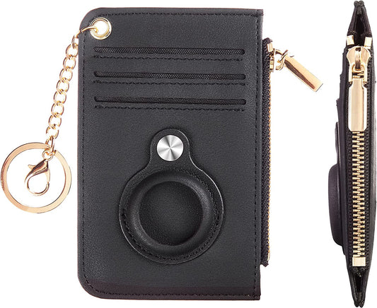 Hawanik Women'S Slim Keychain Wallet Compatible with Airtag Wallet Holder Case (Black)  Hawanik   