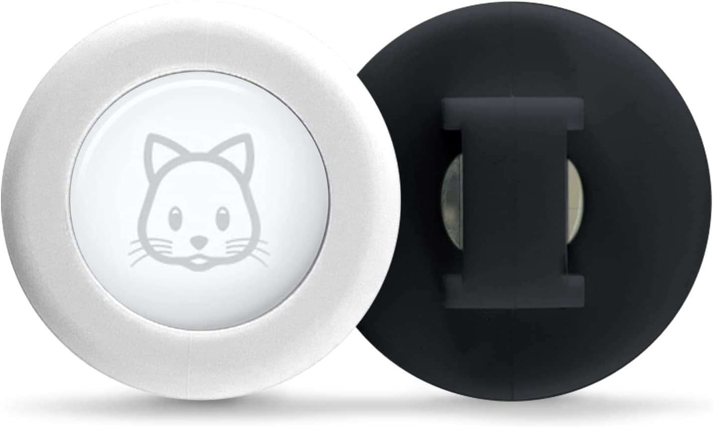 Sweet Baby Co. Airtag Cat Collar or Extra Small Dog Collar Holder 2 Pack, Fits Half Inch Collars for Small Pet, Compatible with Apple Air Tag, Waterproof GPS Tracker Case Kitten Cats Dogs (White/Gray)  Sweet Baby Company Black & White  