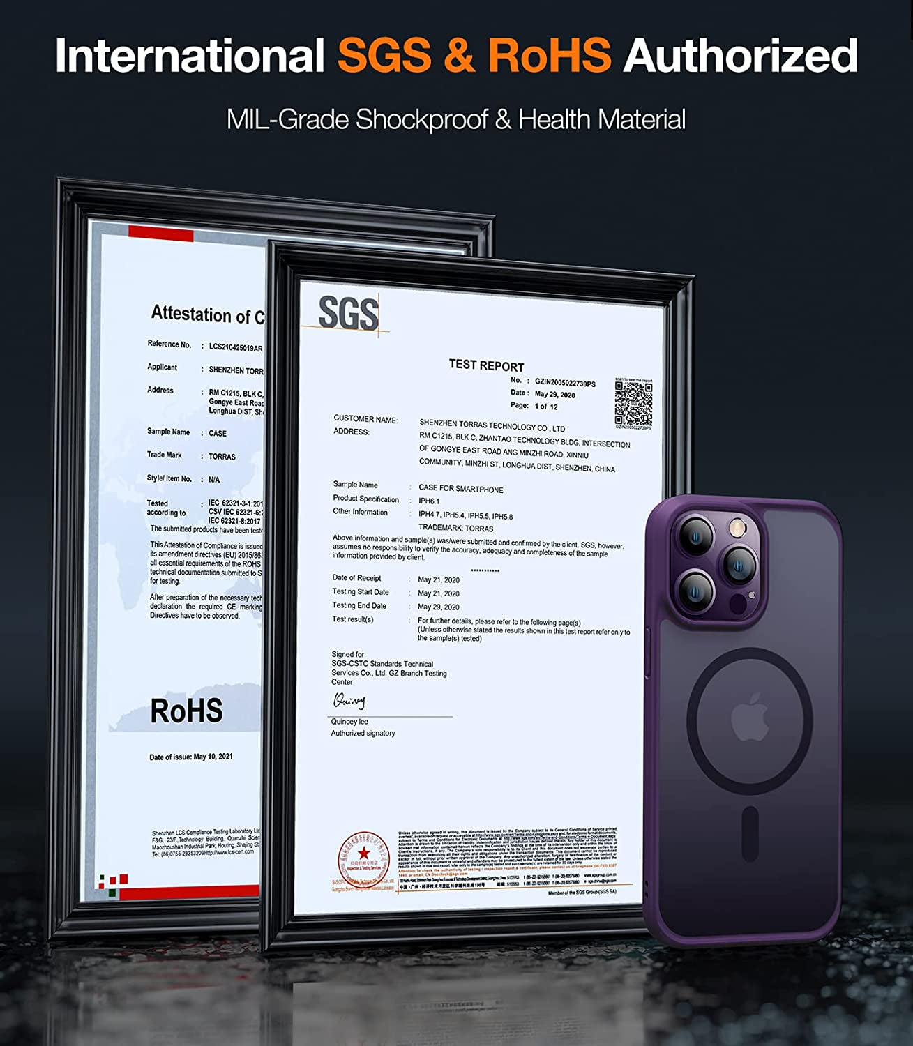 TORRAS Magnetic Designed for Iphone 14 Pro Case, Military Grade Drop Tested, Compatible with Magsafe, Slim Protective Matte Silicone for Iphone 14 Pro Phone Case, 6.1", Translucent Back/Purple Edge  TORRAS   