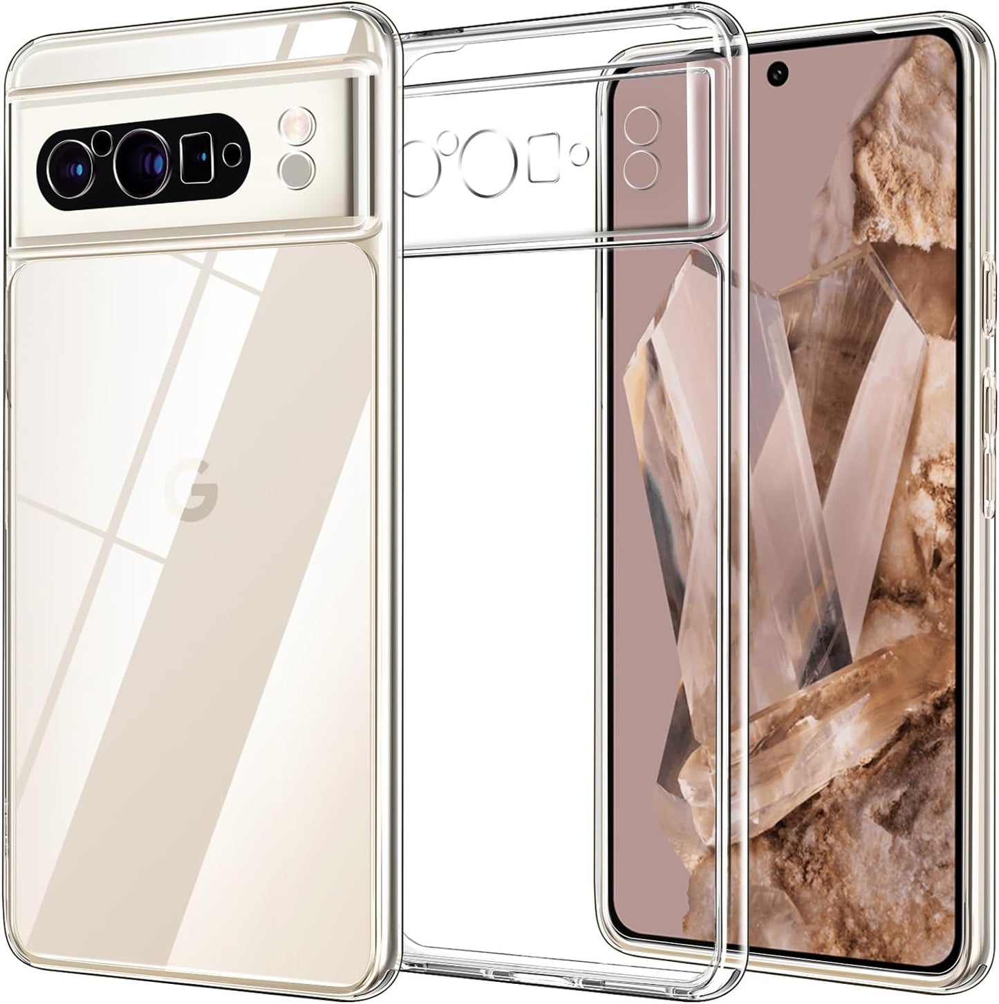 Ivoler Upgraded Shockproof for Google Pixel 8 Pro 2023, Military Grade Drop Protection, Silicone Google Pixel 8 Pro Case, Slim Thin Semi-Clear Google Pixel 8 Pro Phone Case, Black  ivoler Clear  