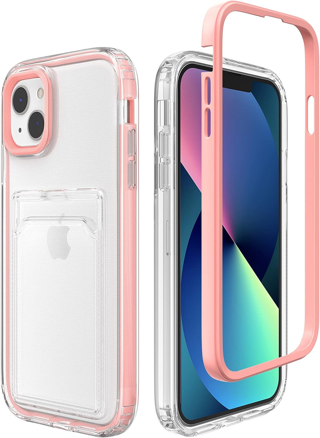 ZCDAYE Clear Wallet Case for Iphone 13(6.1 Inches), Iphone 13 Case with Card Holder, Slim Soft TPU Shockproof Clear Phone Case for Iphone 13(6.1 Inches) - Pink  ZCDAYE   