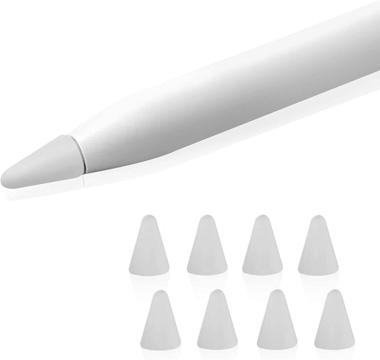 Techmatte Apple Pencil Tip Cover (8-Pack, Clear) Drawing Increased Friction Tool Compatible with Apple Pencil 1 and 2  TechMatte   
