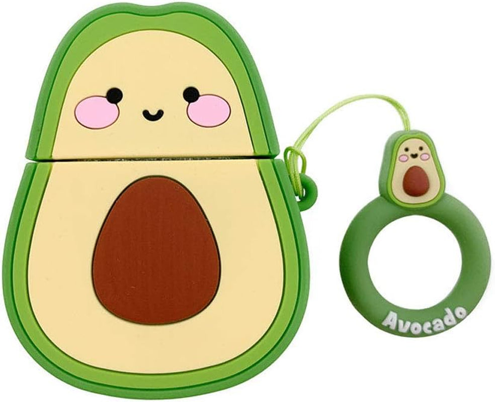 ZOSTLAND Wireless Earphone Case, Adorable Mouse Thick Soft Portable Keychain Finger Ring Protective Silicone Skin Cover Case Compatible with Apple Airpods Case 2&1 (Airpods 1/2,Mouse)  ZOEAST Avocado  