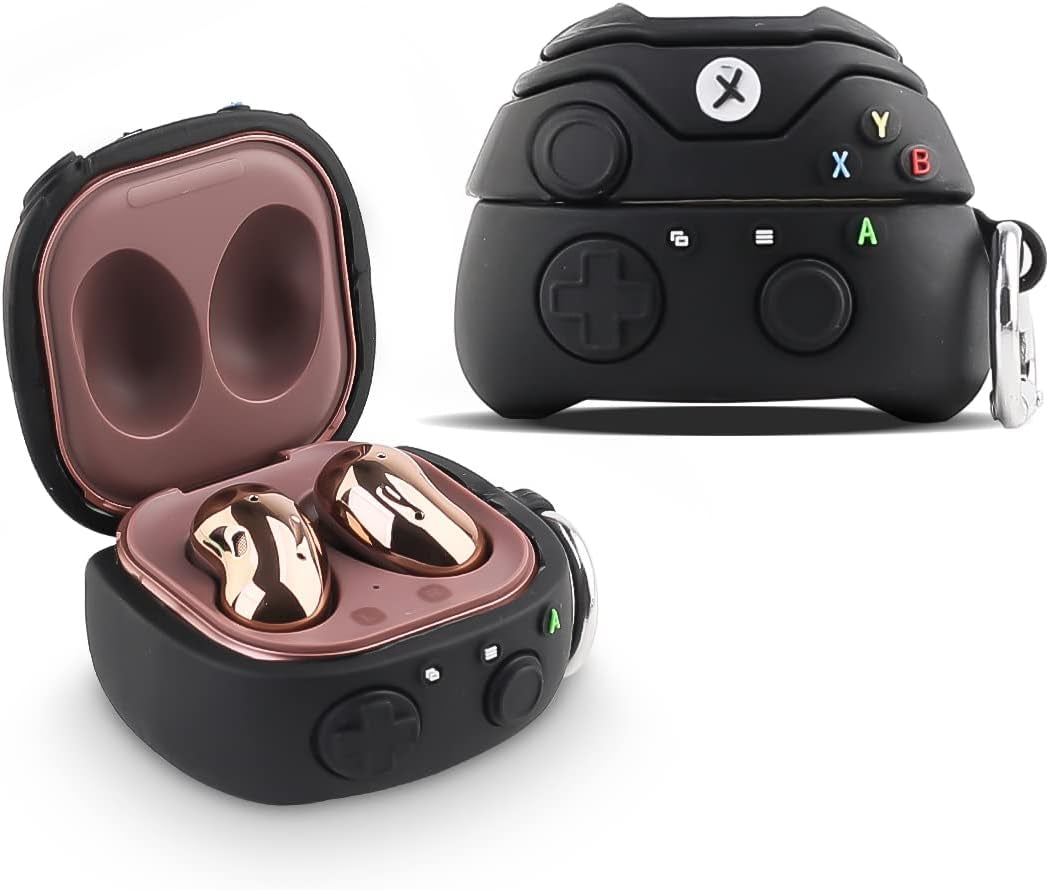 Fit Designed for Samsung Galaxy Buds2 Pro (2022) /Galaxy Buds 2 (2021) /Galaxy Buds Live (2020) /Galaxy Buds Pro (2021), Suublg Silicone Charging Case Protection Cover with Keychain  Suublg GamepadBlack  