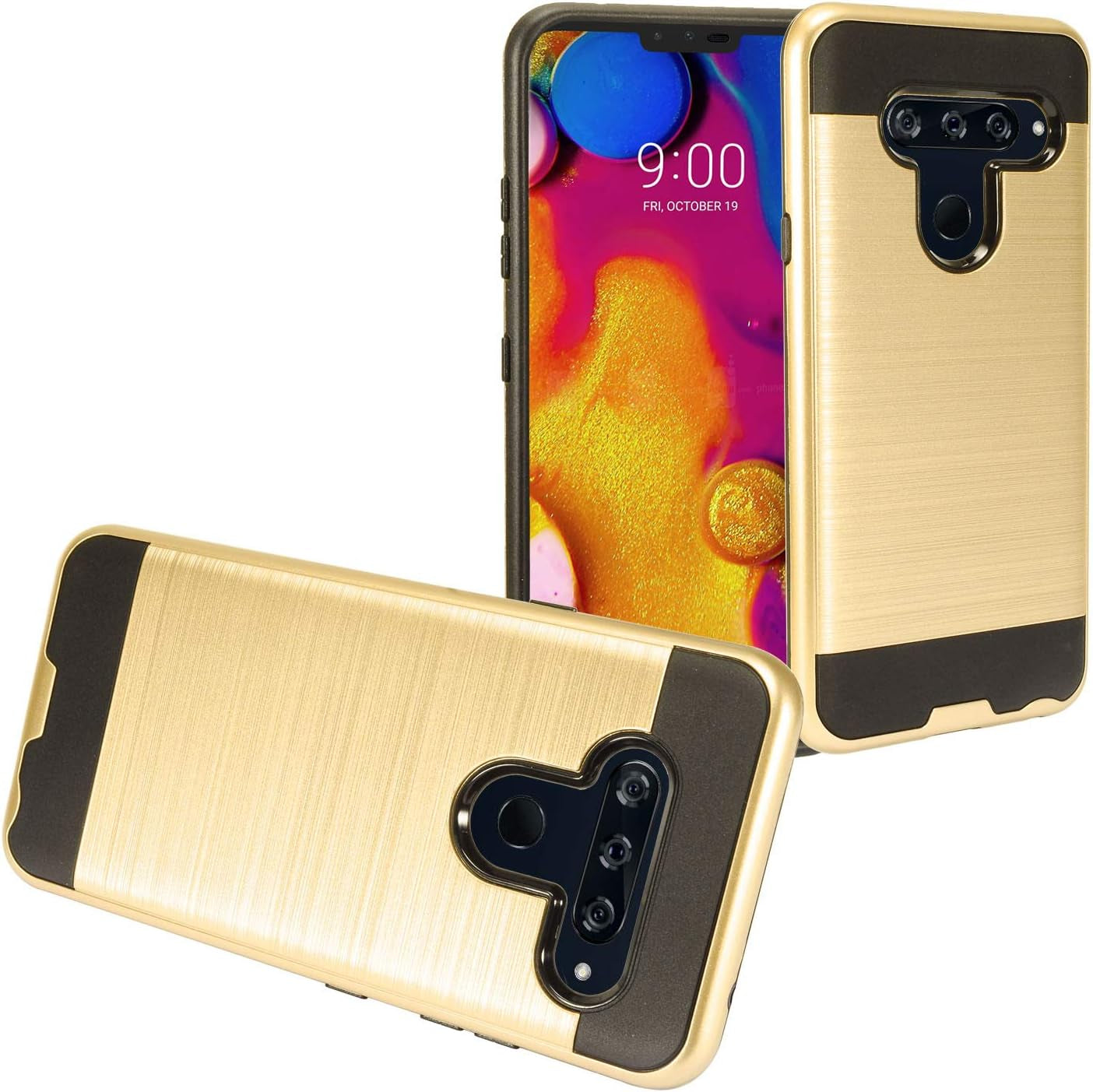 Eaglecell - Compatible with LG V40 Thinq - Brushed Style Hybrid Case - CS3 Silver  Eaglecell Cs3 Black/Gold  